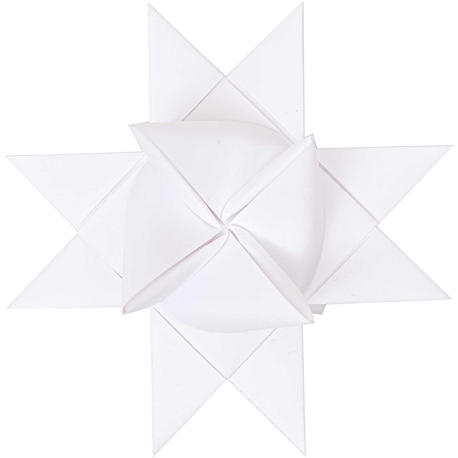 Fröbelstreifen 120g/m² 60 Stück von Rico Design in Weiß, gefaltet zu einem dekorativen Stern.