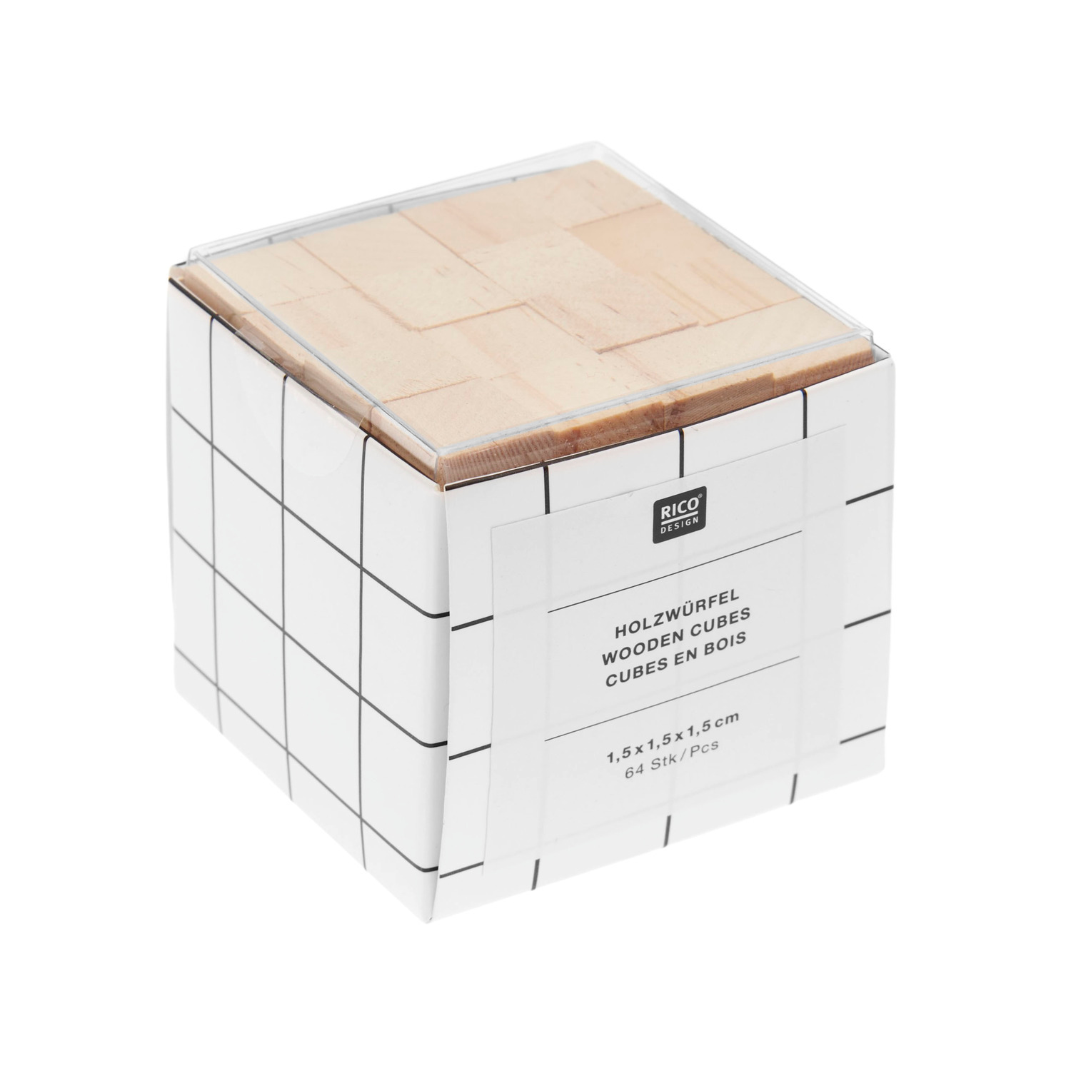 Holzwürfel 1,5x1,5x1,5cm 64 Stück von Rico Design