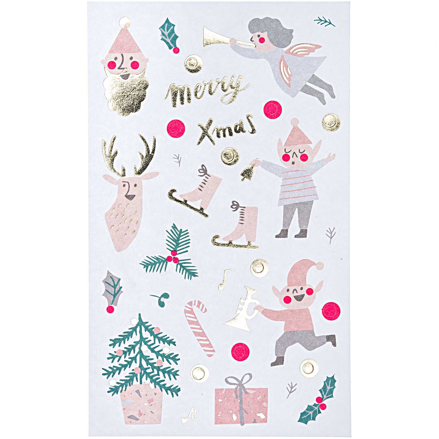 Paper Poetry Sticker Jolly Christmas pastell 4 Blatt von Rico Design