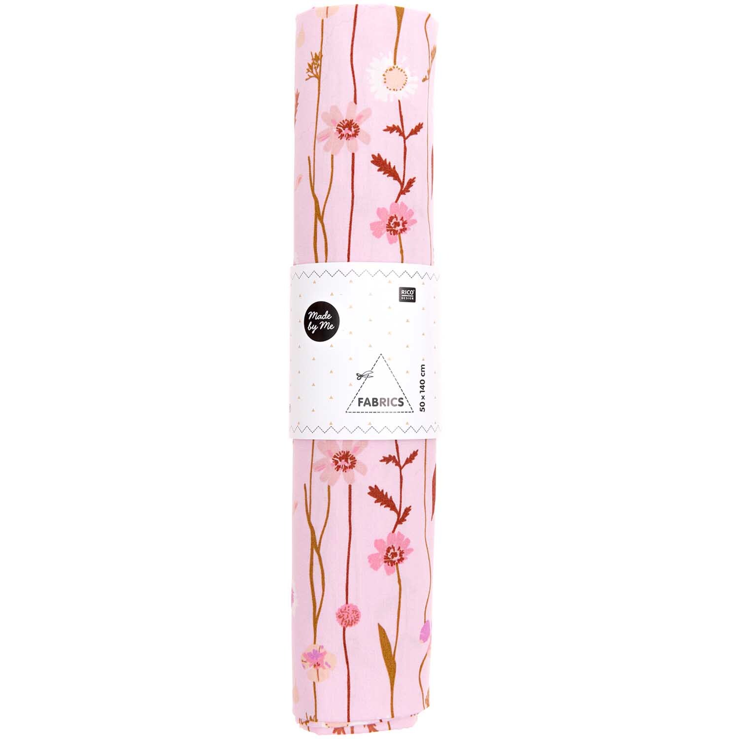 Stoffabschnitt Druckstoff Wildblumen rosa 50x140cm von Rico Design