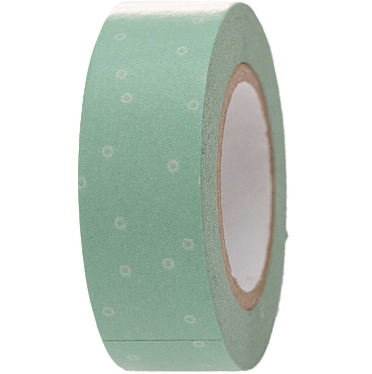 Paper Poetry Tape mit mintfarbenem Punktmuster, 1,5 cm breit, 10 m lang, von Rico Design.