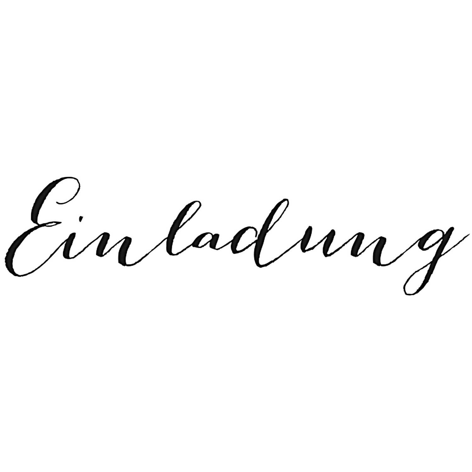 Stempel Einladung 6x2cm von Rico Design zeigt das Wort "Einladung" in eleganter schwarzer Schrift.