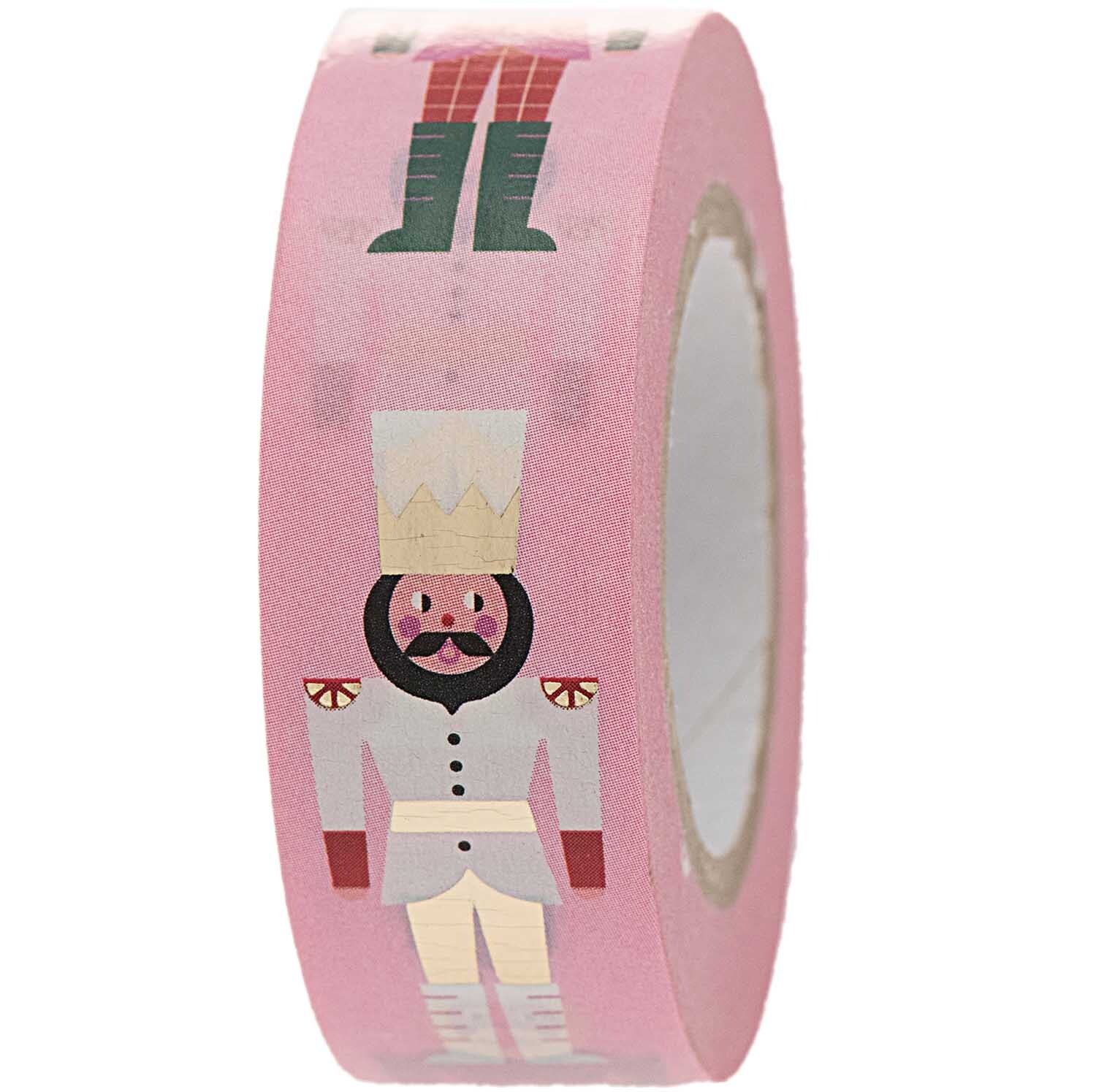 Paper Poetry Tape Nussknacker zeigt einen Nussknacker auf rosa Hintergrund, ideal für kreative Projekte.