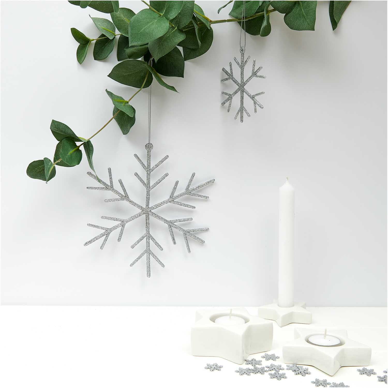 Hänger Schneeflocke mit Glitter silber von Rico Design