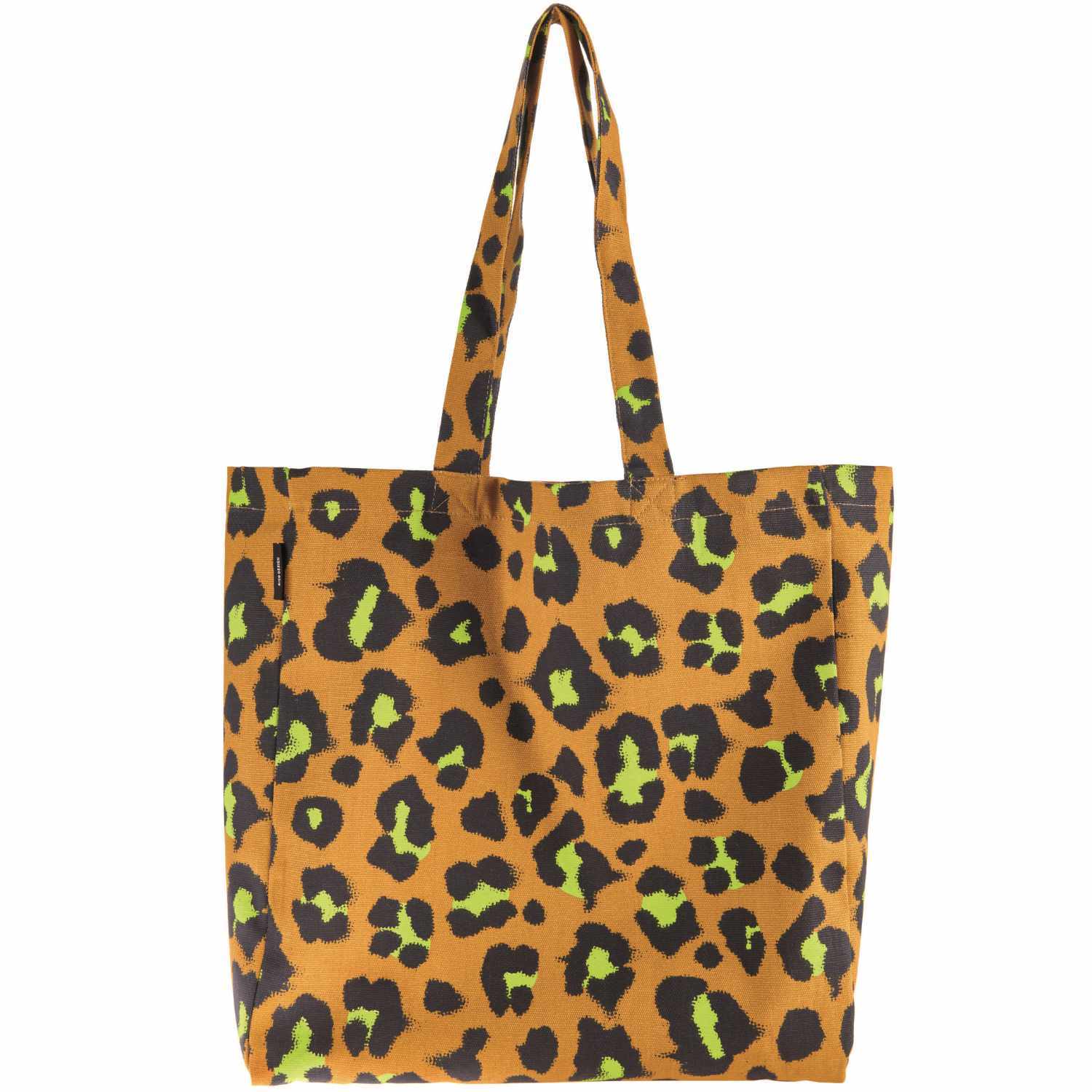 Canvas-Shopper Acid Leo mit Leopardenmuster in Karamell von Rico Design, 38x40x13cm, ideal für stilvolle Einkäufe.