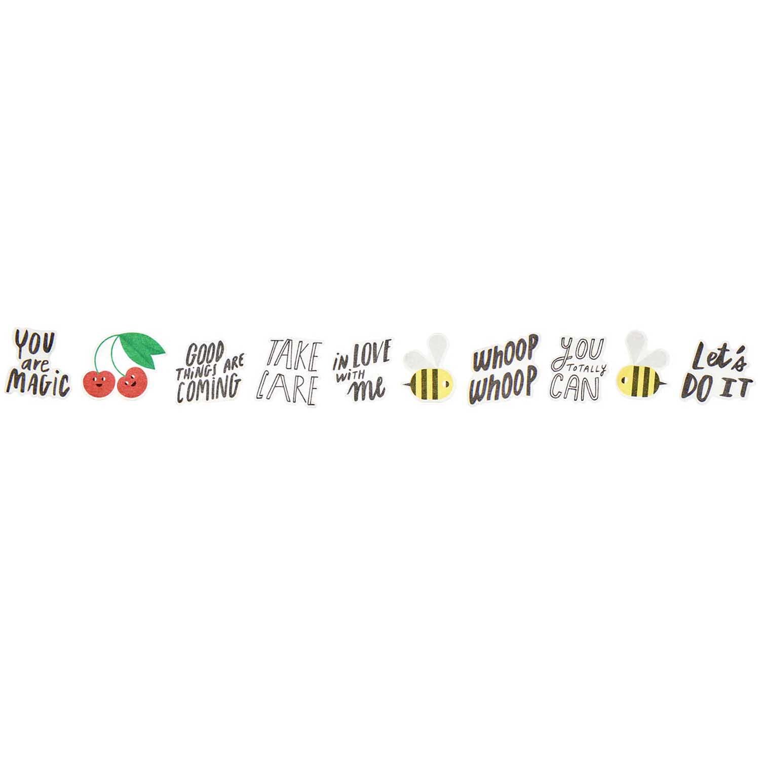 Paper Poetry Washi Sticker Typo 200 Stück von Rico Design Paper Poetry Washi Sticker Typo 200 Stück von Rico Design mit bunten Typografie-Designs und Motiven wie Kirschen und Bienen.