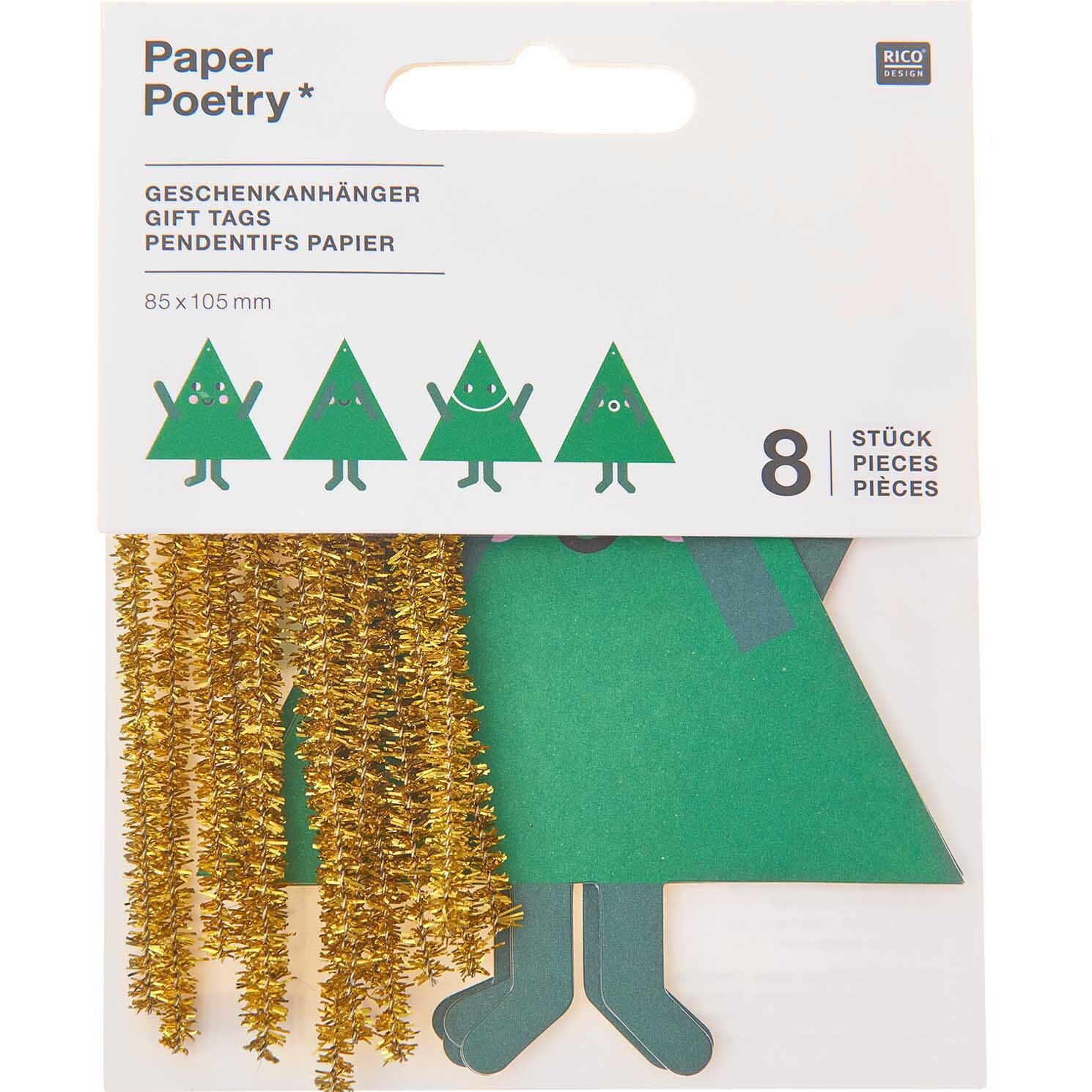 Paper Poetry Geschenkanhänger Tannen 8 Stück von Rico Design