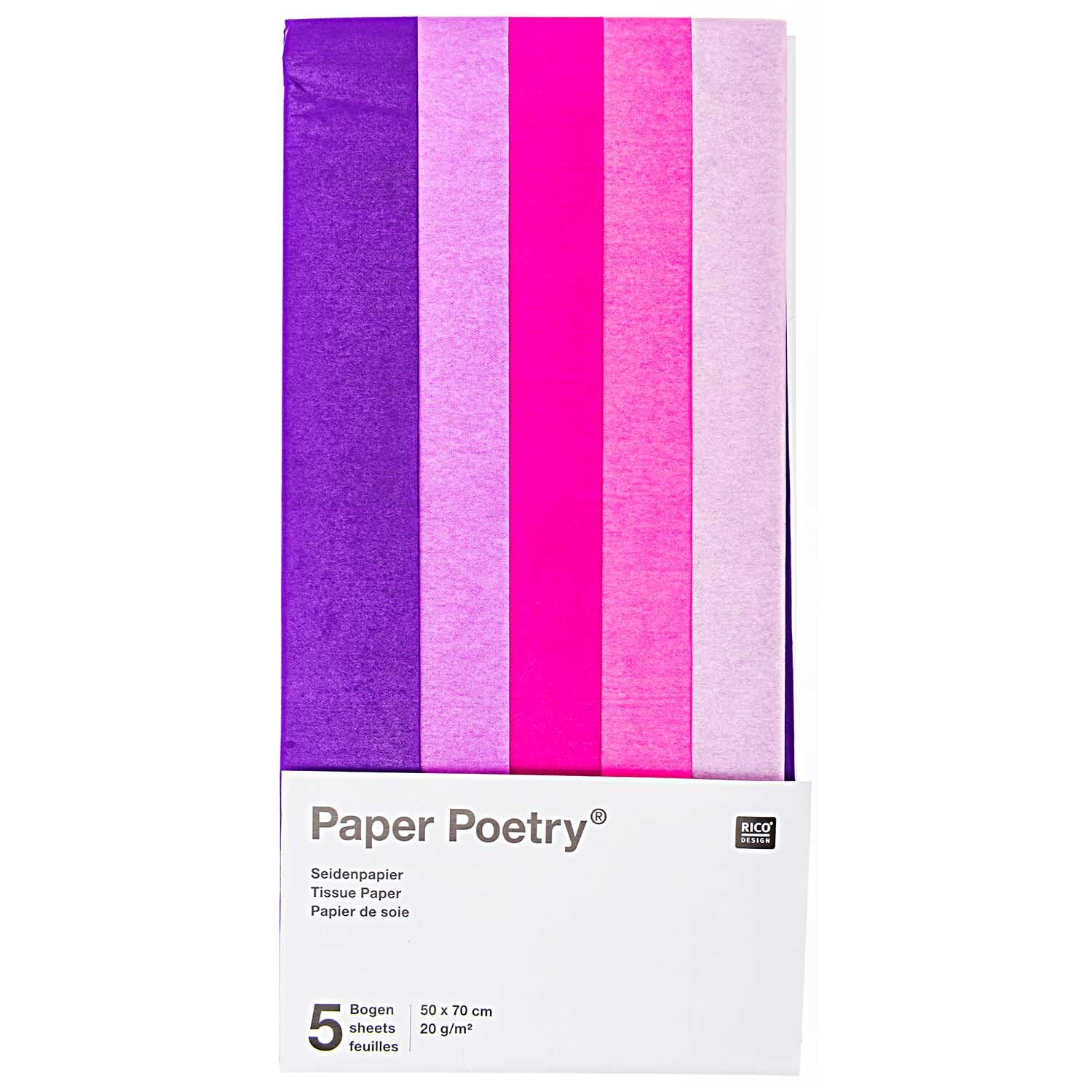 Paper Poetry Seidenpapier lila sortiert 50x70cm 5 Bogen von Rico Design