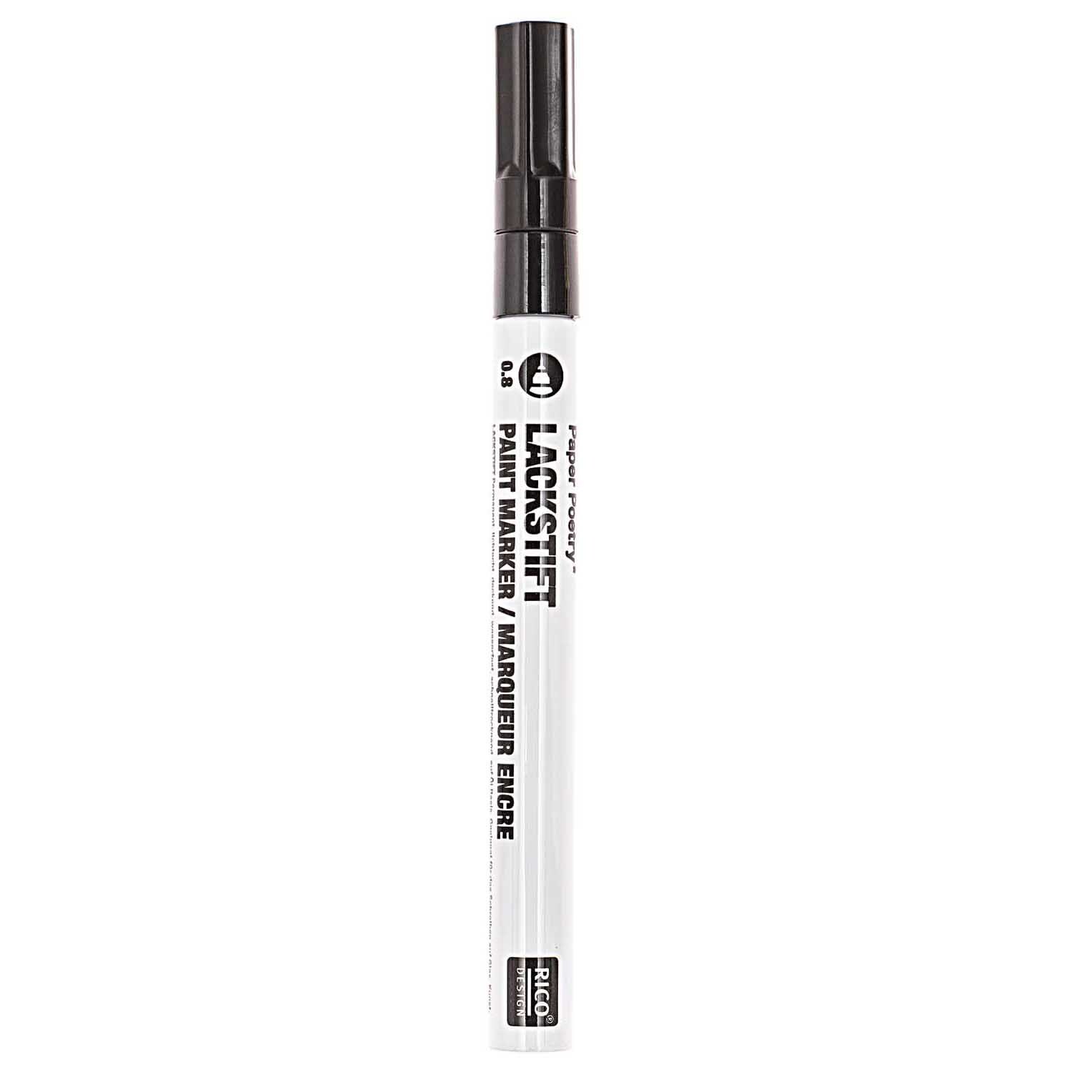 Lackmarker 0,8mm von Rico Design in Schwarz, ideal für präzises Zeichnen und Schreiben.