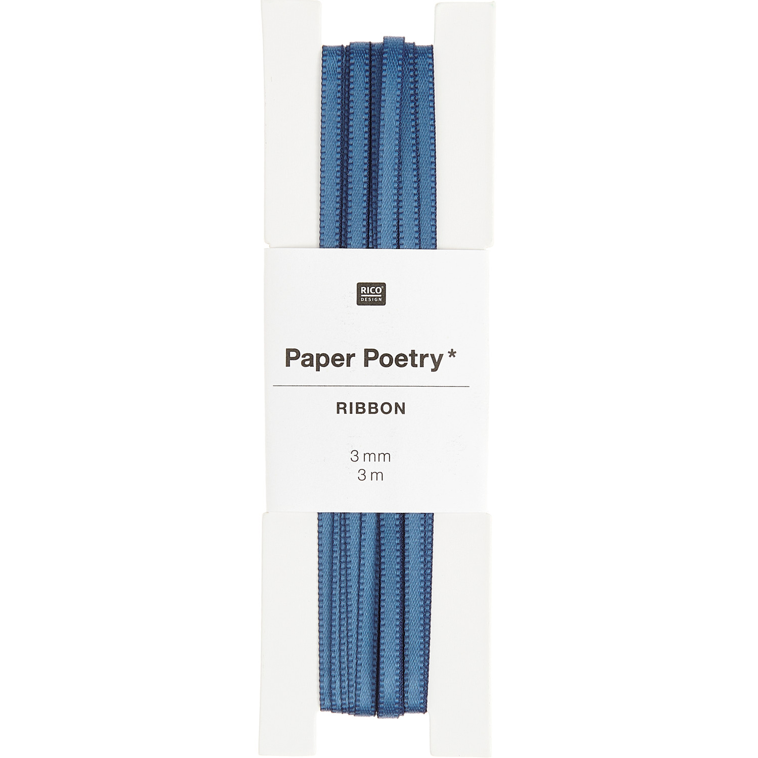Paper Poetry Satinband 3mm 3m in elegantem Rauchblau, ideal für kreative Bastelprojekte.