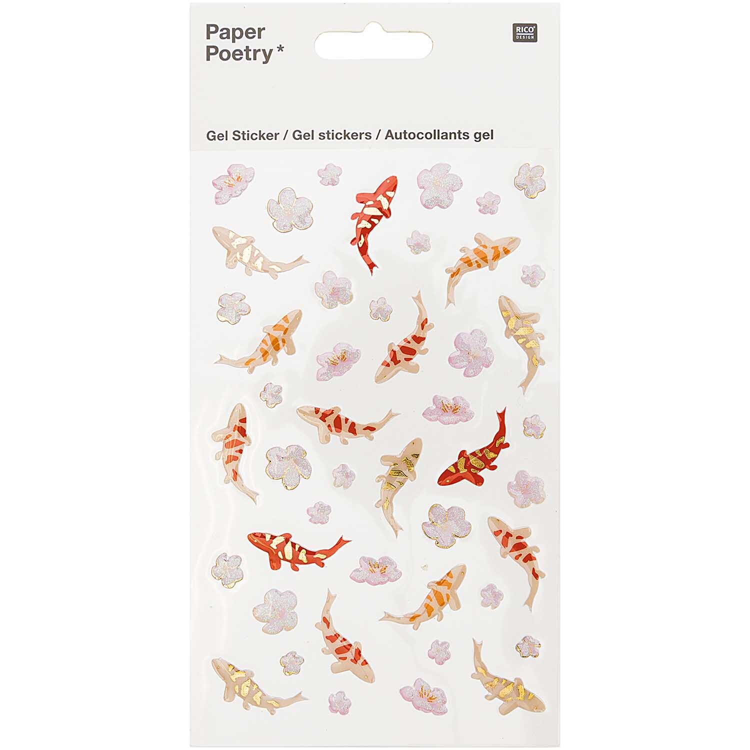 Paper Poetry Gelsticker Jardin Japonais Kois & Blumen zeigen bunte Koi-Fische und Blüten. Ideal für kreative Projekte.