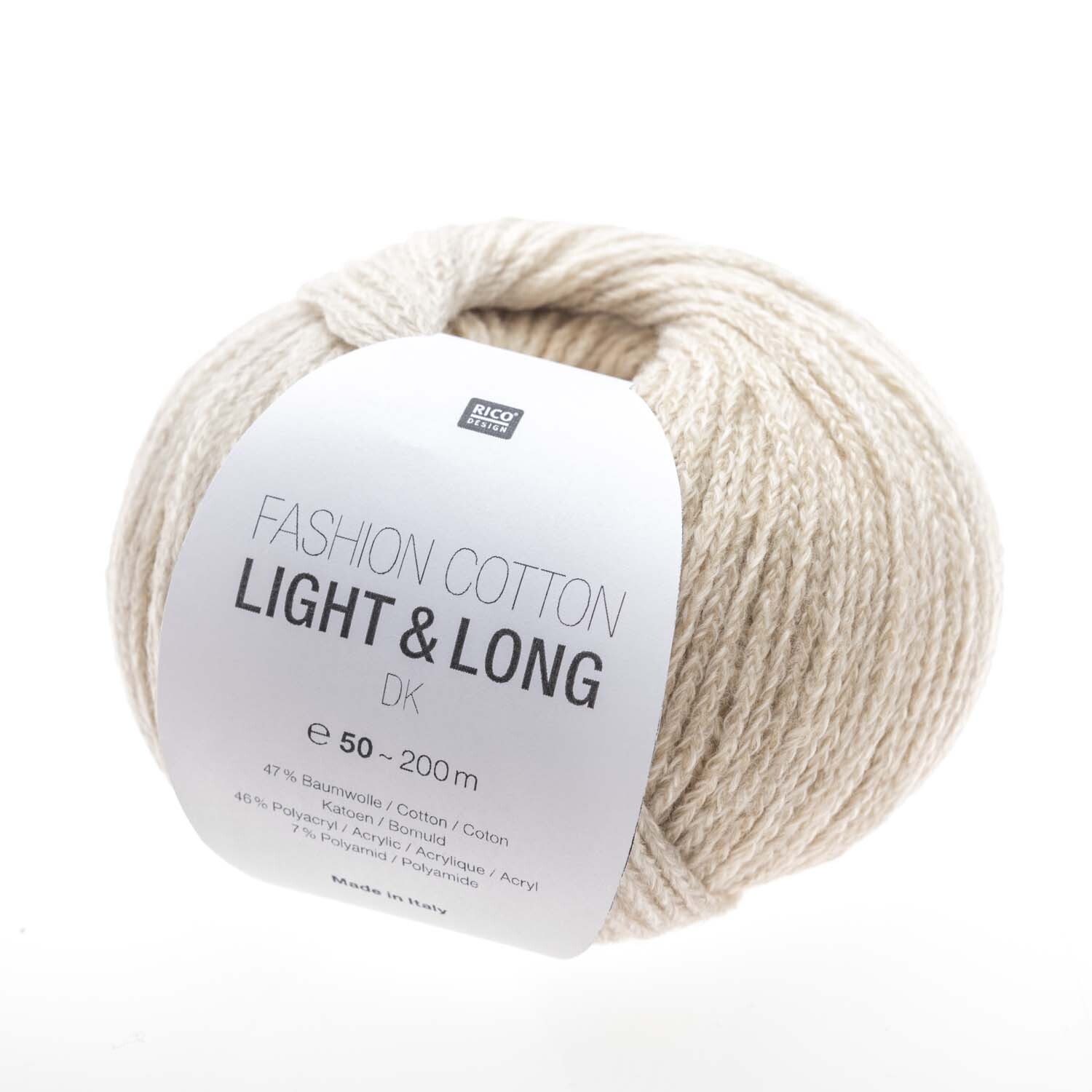 Fashion Cotton Light & Long dk 50g 185m Couleur Nature from Rico Design Fashion Cotton Light & Long dk: Weiches, naturfarbenes Garn von Rico Design, ideal für leichte Strickprojekte.