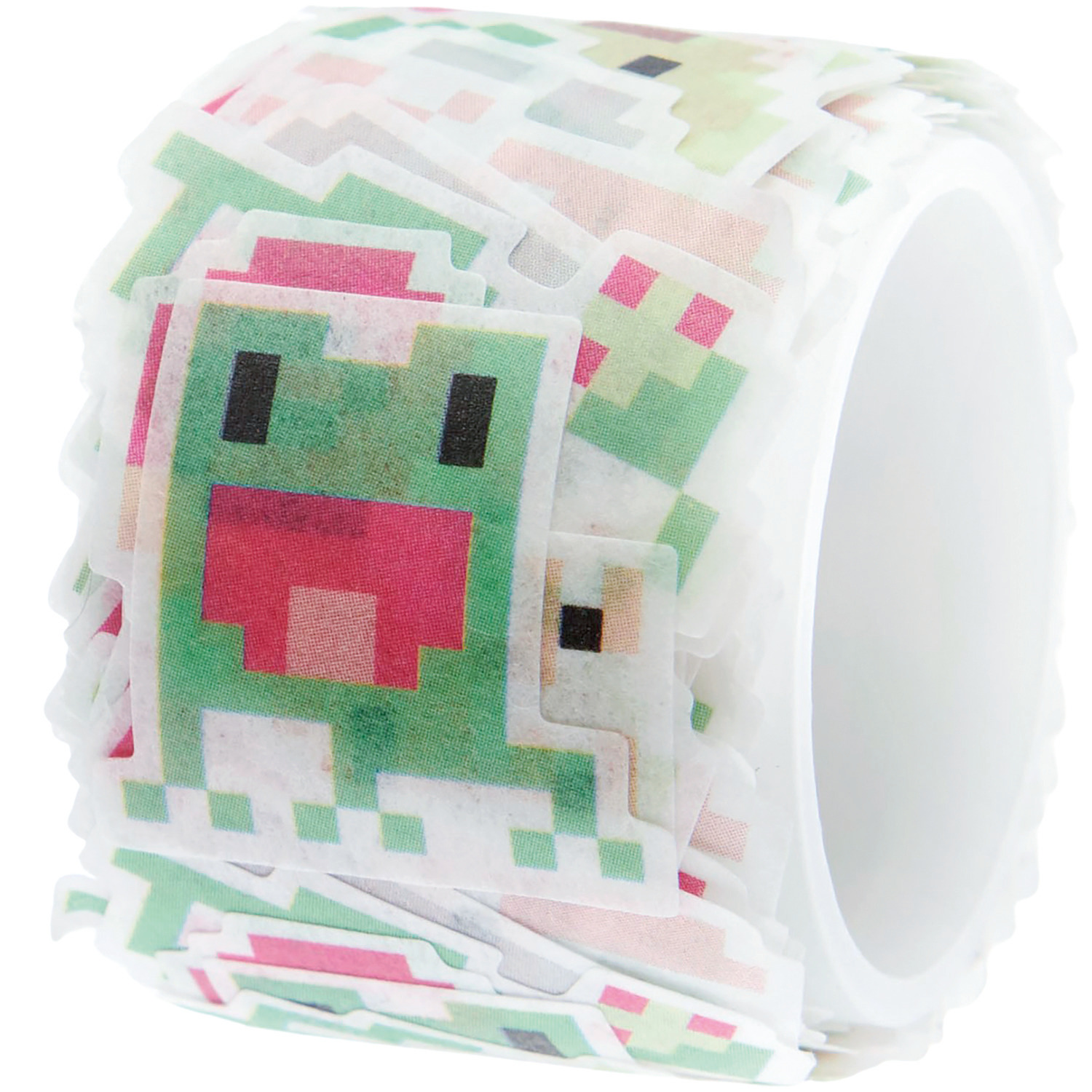 Paper Poetry Washi Sticker Futschikato Pixel zeigt bunte Pixelmuster auf einer Rolle, ideal für kreative Projekte. Enthält 200 Stück.