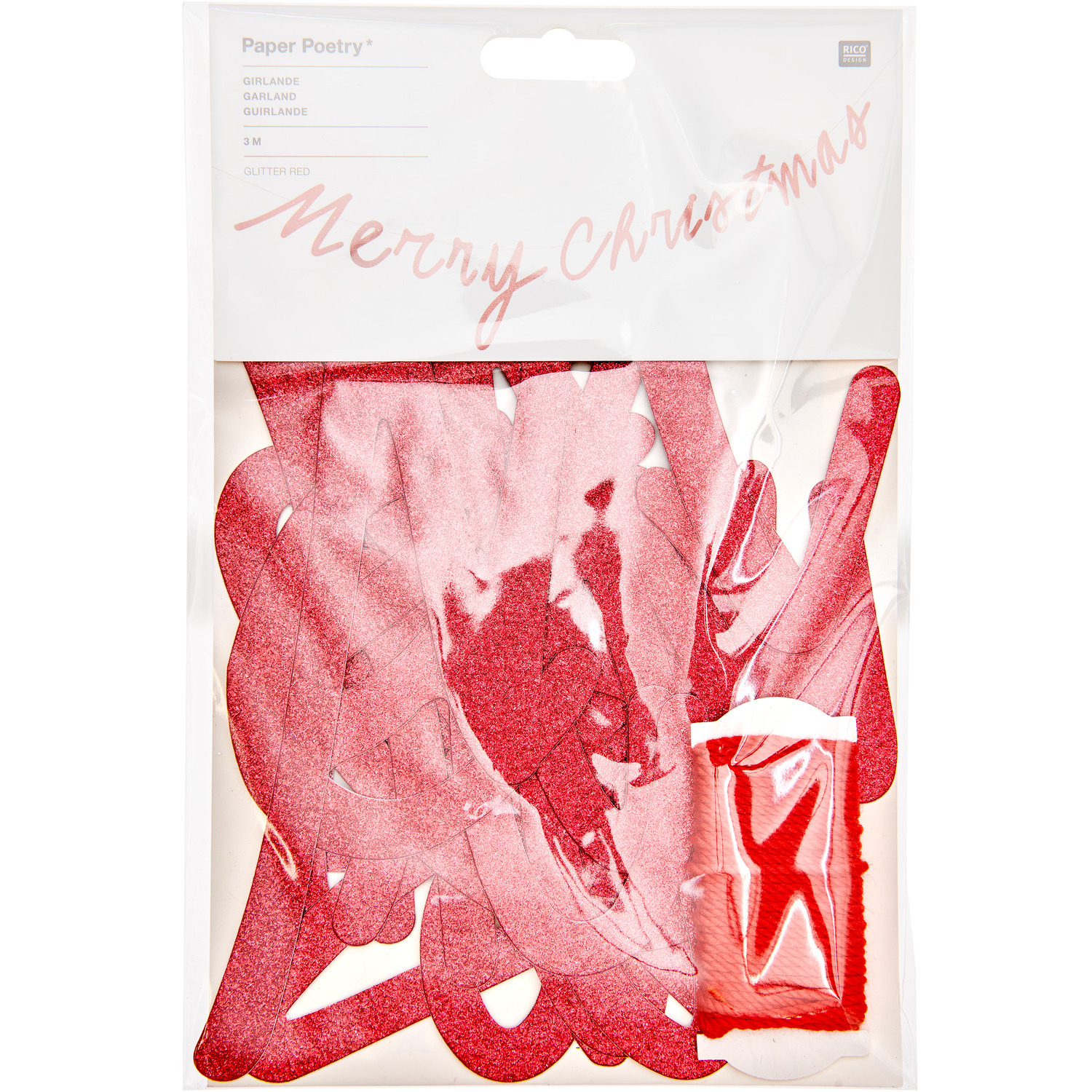 Paper Poetry Girlande Merry Christmas 3m Farbe Rot von Rico Design Paper Poetry Girlande Merry Christmas in Rot, 3m lang, von Rico Design. Perfekt für festliche Dekorationen.