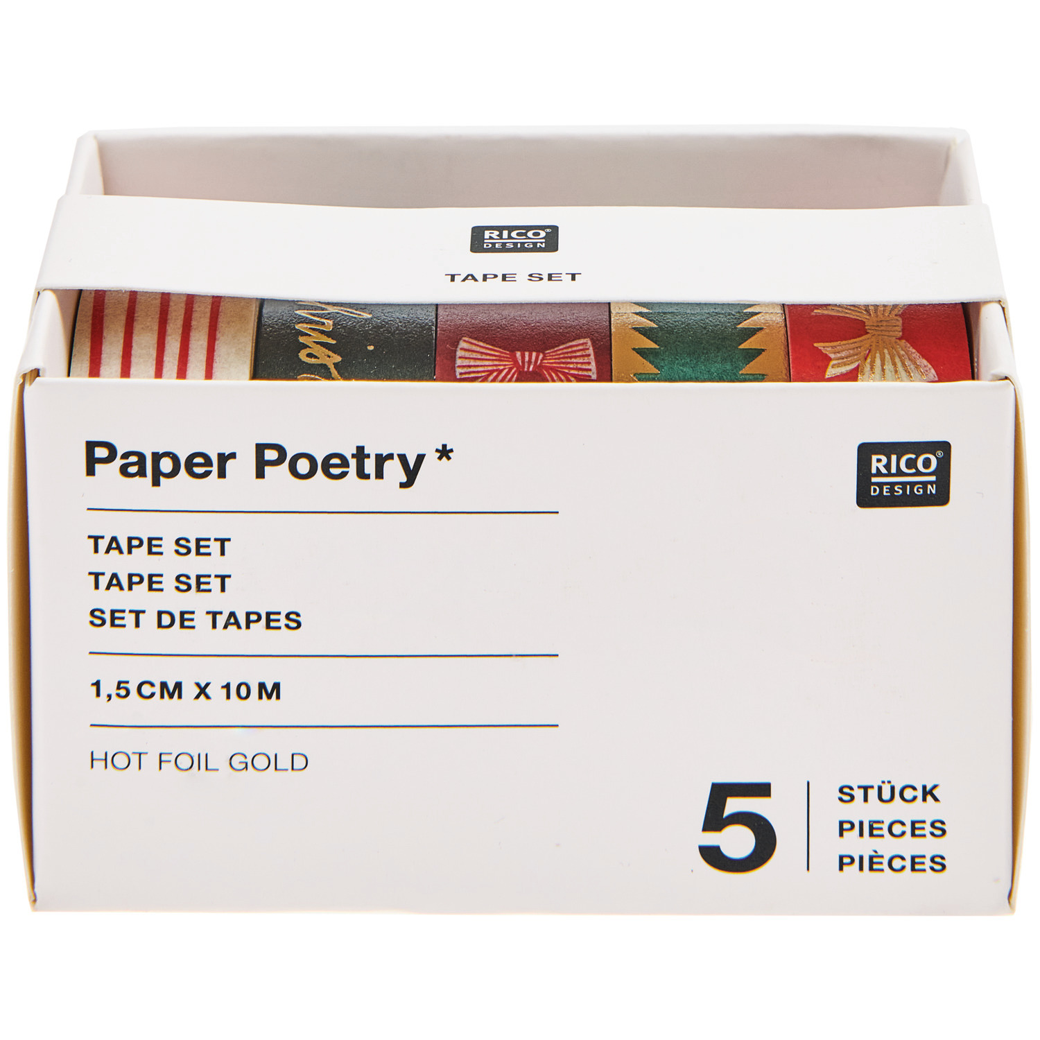Paper Poetry Tape Set Schleifen Classic 5 Stück, 1,5cmx10m von Rico Design