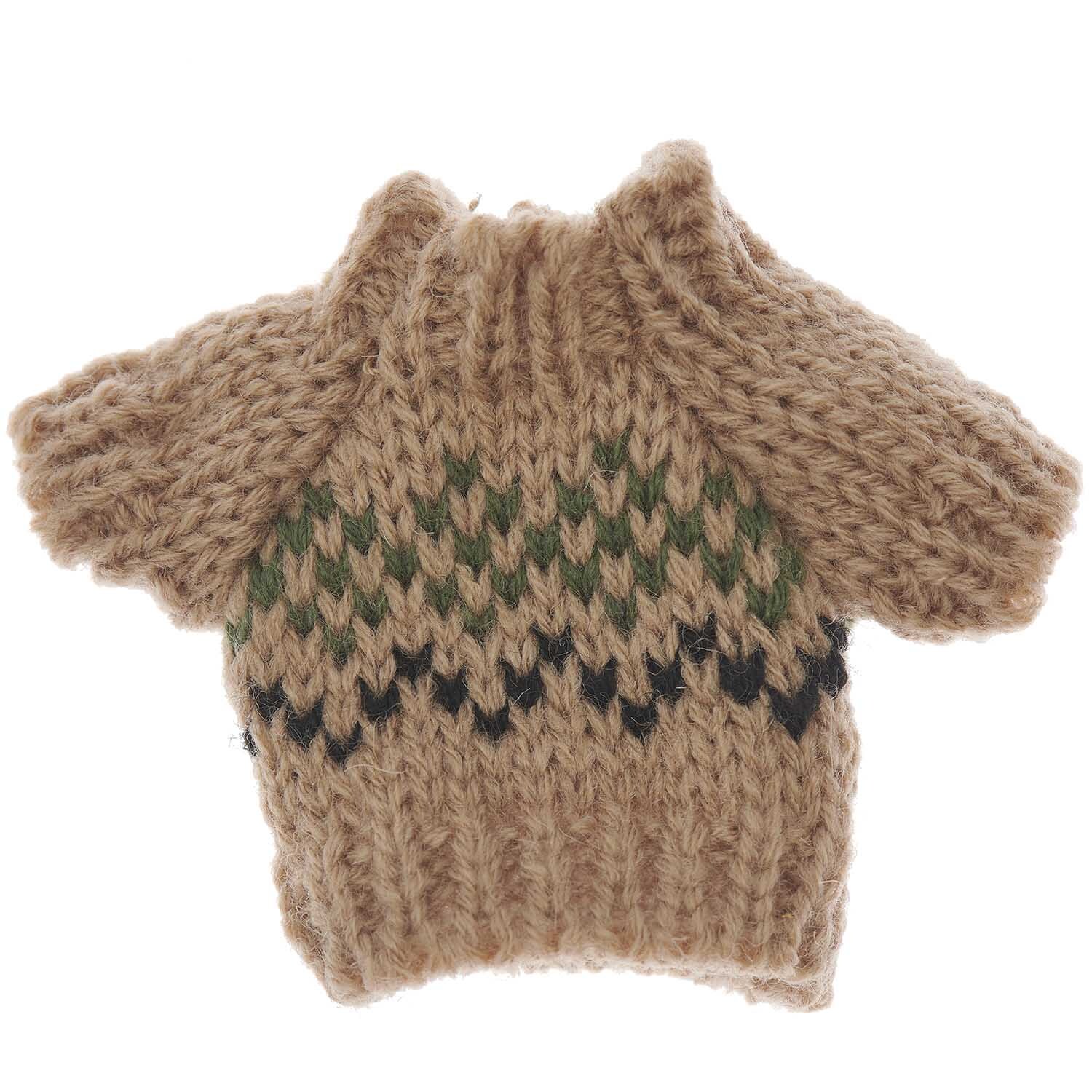 Miniatur Strickpullover Norweger mit traditionellem Muster in Braun von Rico Design, ideal für Puppen.
