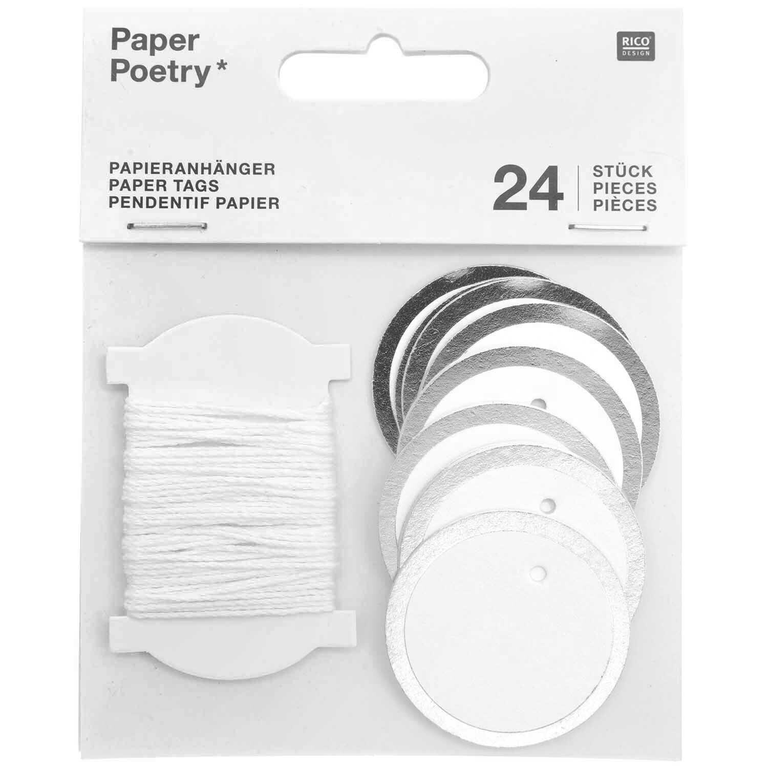 Paper Poetry Papieranhänger Kreise 4cm 24 Stück Farbe Weiß von Rico Design