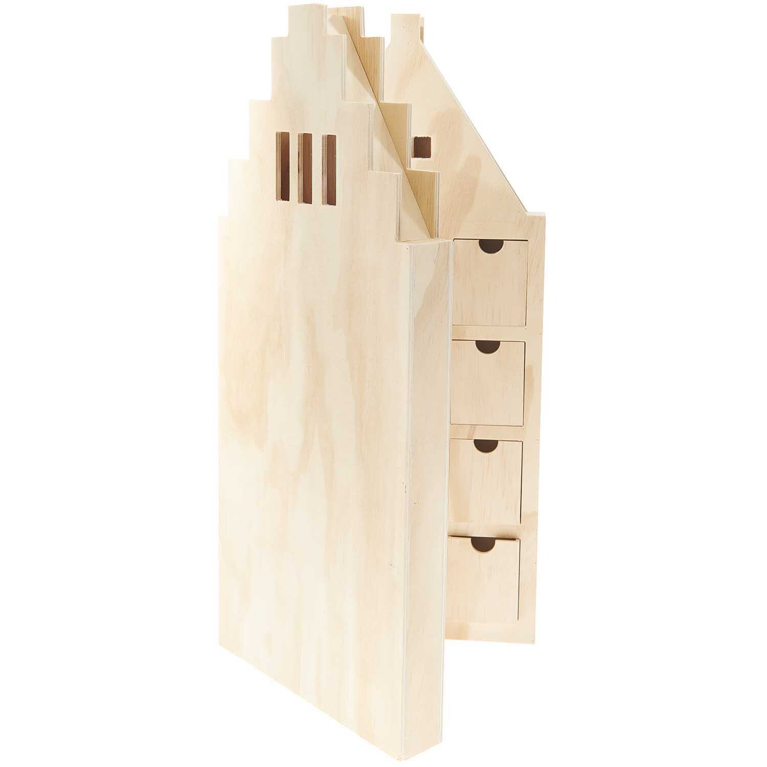 Adventskalender Haus aus Holz 46,5x51x5cm von Rico Design Adventskalender Haus aus Holz mit Schubladen, ideal für Weihnachtsdekoration, von Rico Design.