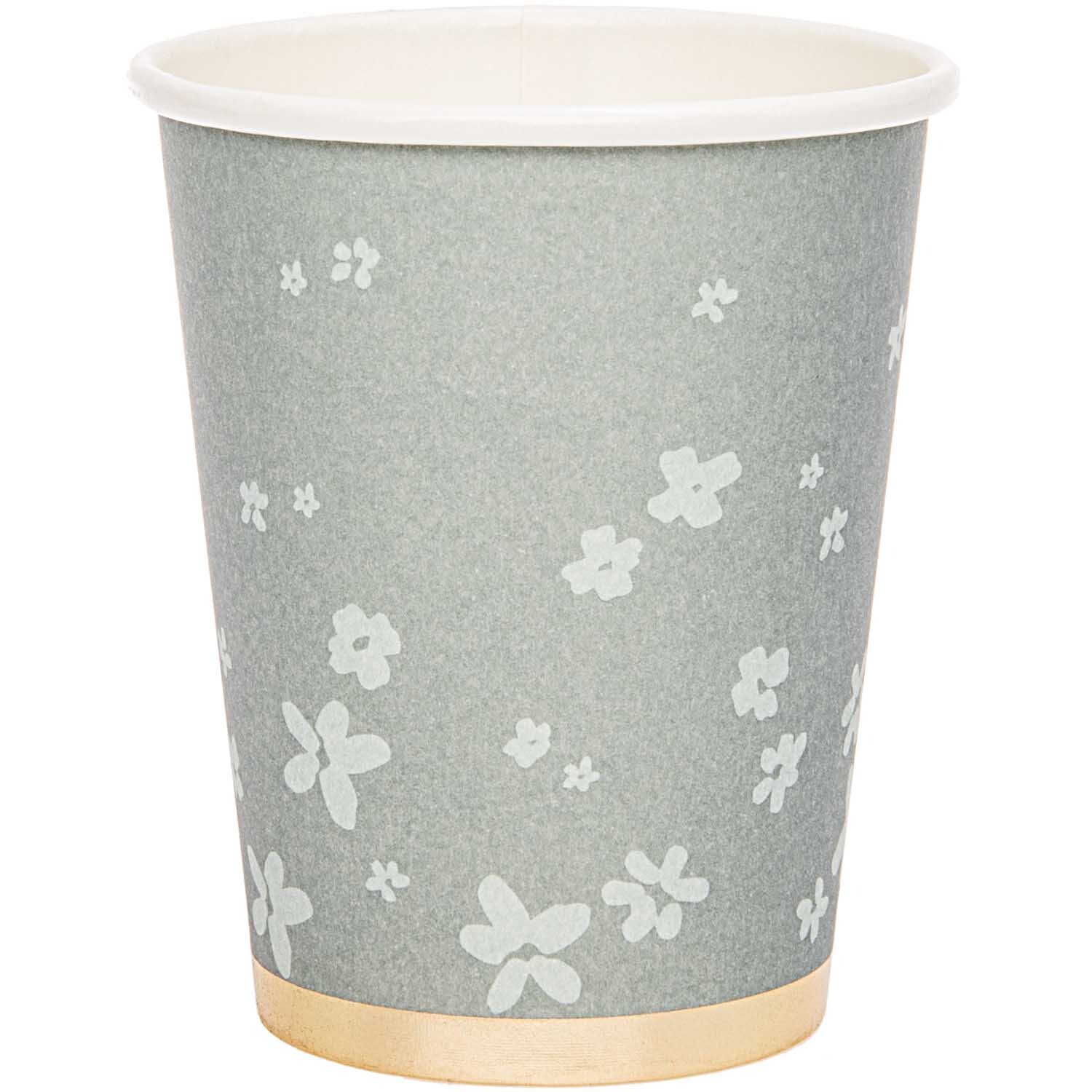 Pappbecher Blüten grau 200ml 12 Stück von Rico Design Pappbecher Blüten grau 200ml 12 Stück mit floralem Muster, ideal für Partys und Events.
