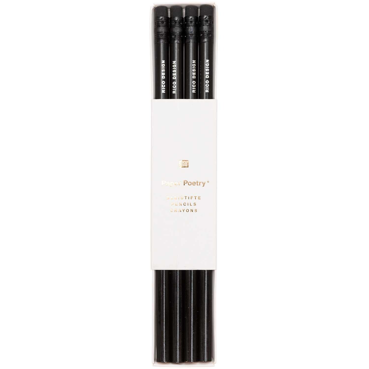 Paper Poetry Bleistifte schwarz 4er-Set von Rico Design