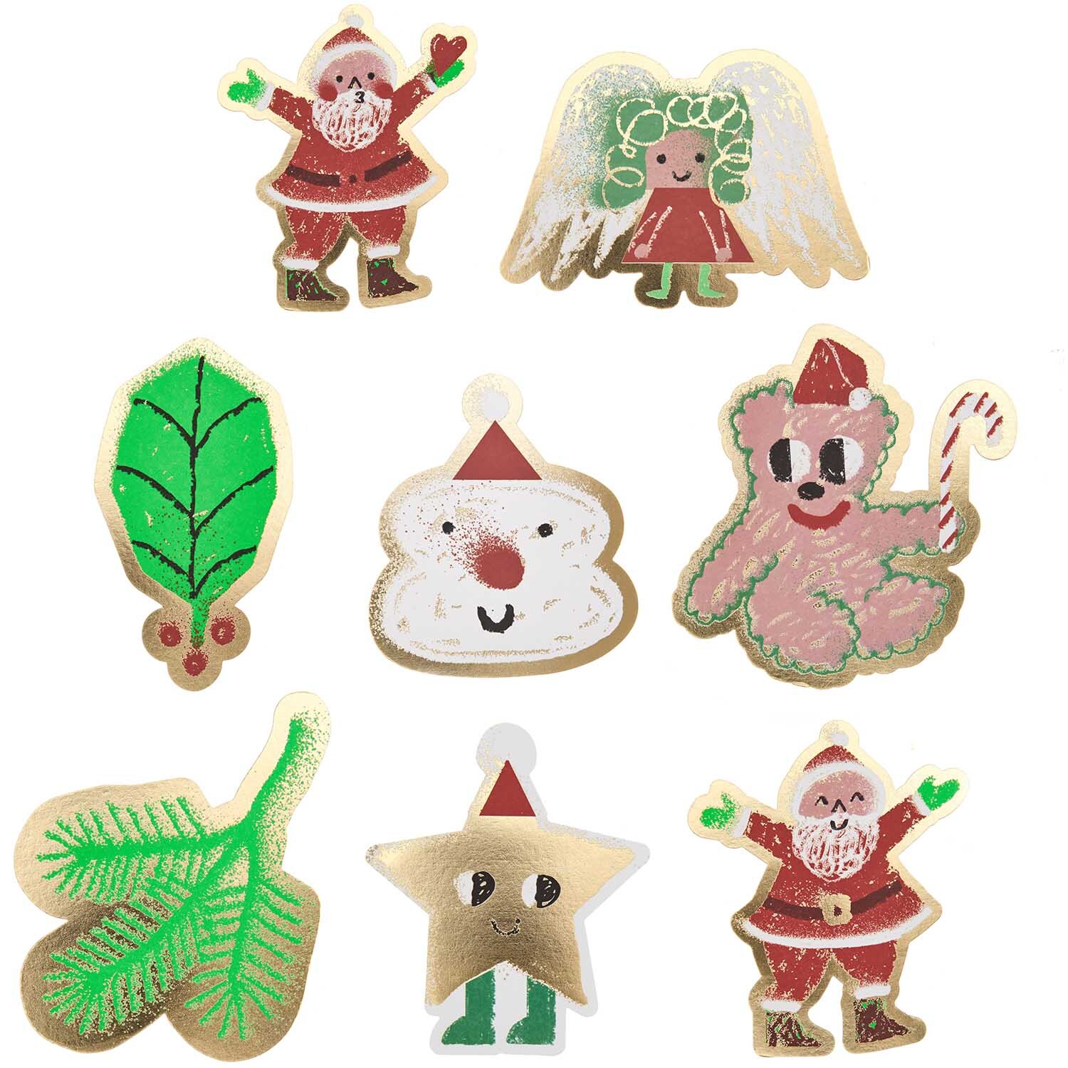 Paper Poetry Kartenset Christmas Rocks! mit 26 weihnachtlichen Motiven von Rico Design, darunter Engel, Weihnachtsmann und Tannenzweige.