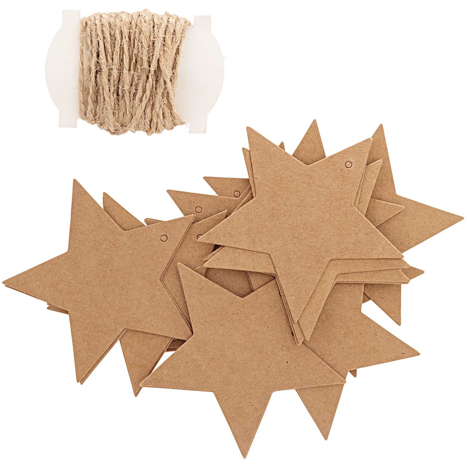 Paper Poetry Papieranhänger Stern aus Kraftpapier, 24 Stück. Ideal für kreative Bastelprojekte.