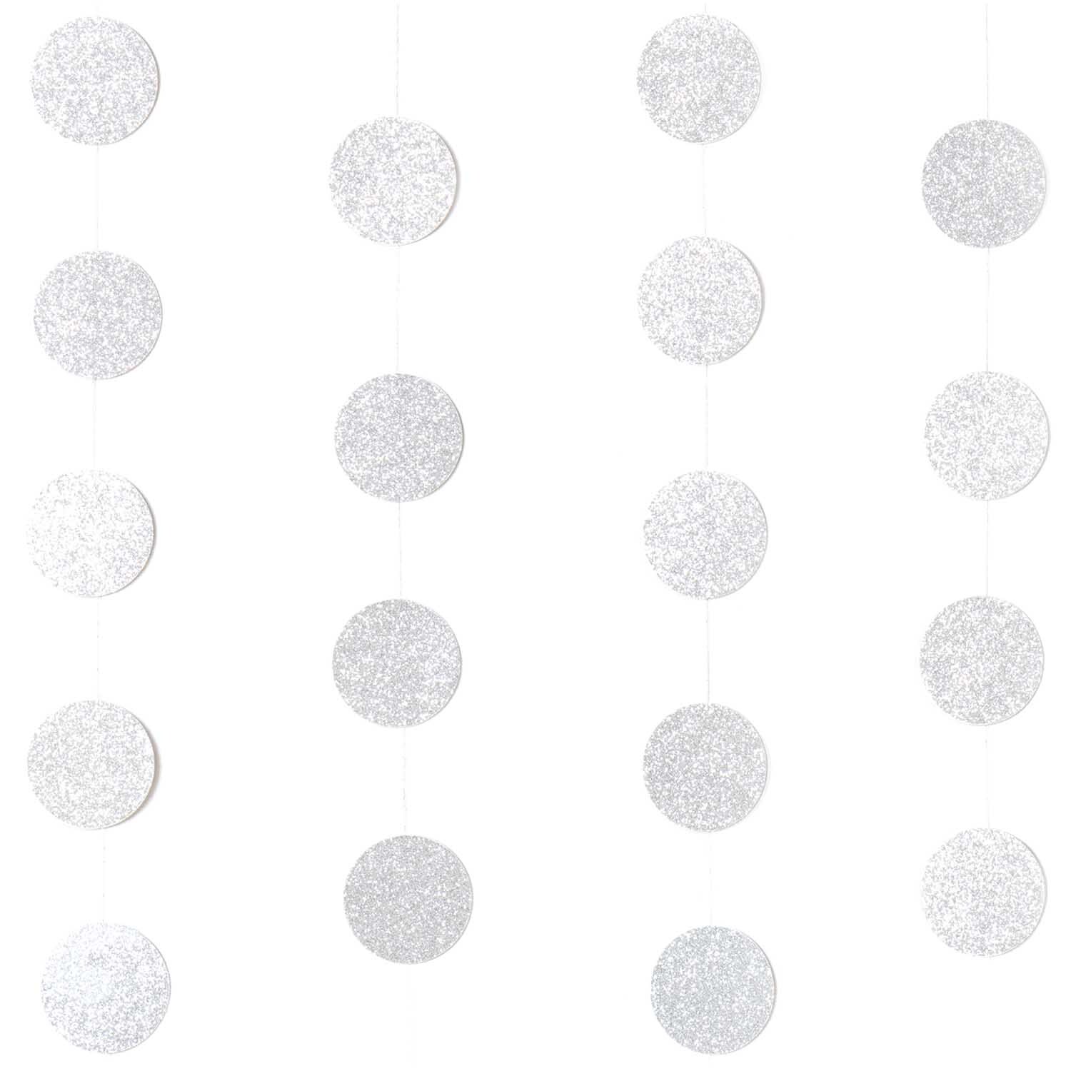 Genähte Girlande mit glitzernden, silbernen Kreisen von Rico Design, ideal für festliche Dekorationen.