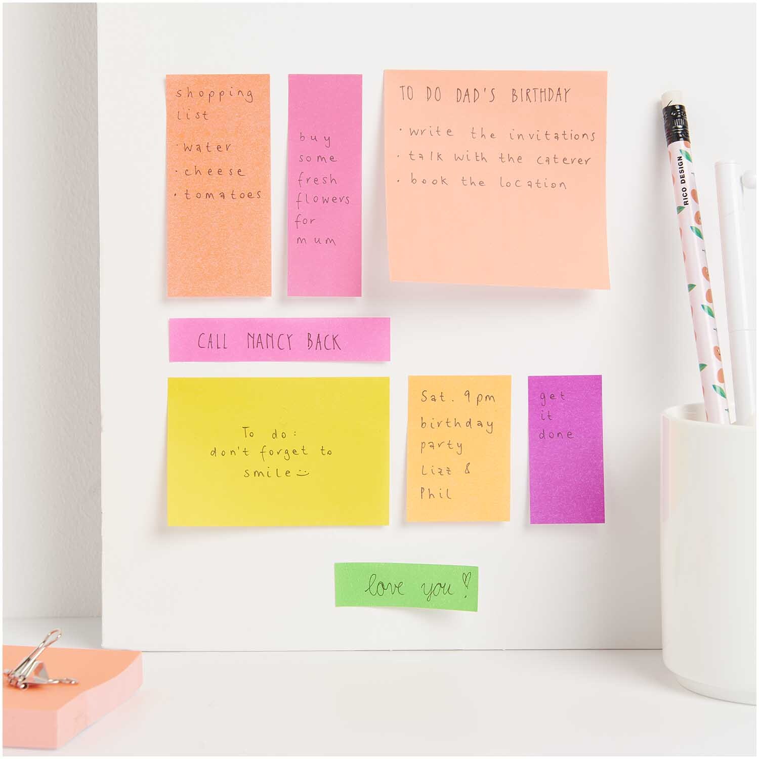Paper Poetry Haftnotizen Neon Orange/Pink 4x100 Blatt von Rico Design