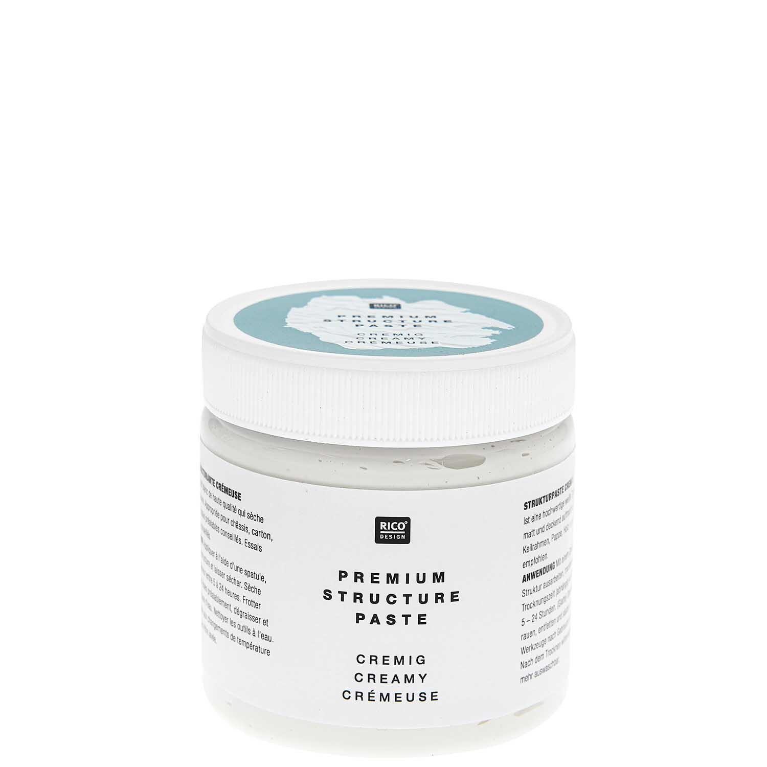 ART Premium Pâte structurée crémeuse Contenu 250ml from Rico Design ART Premium Strukturpaste cremig von Rico Design in einem weißen Behälter mit blauem Deckel. Ideal für kreative Projekte und Texturen.
