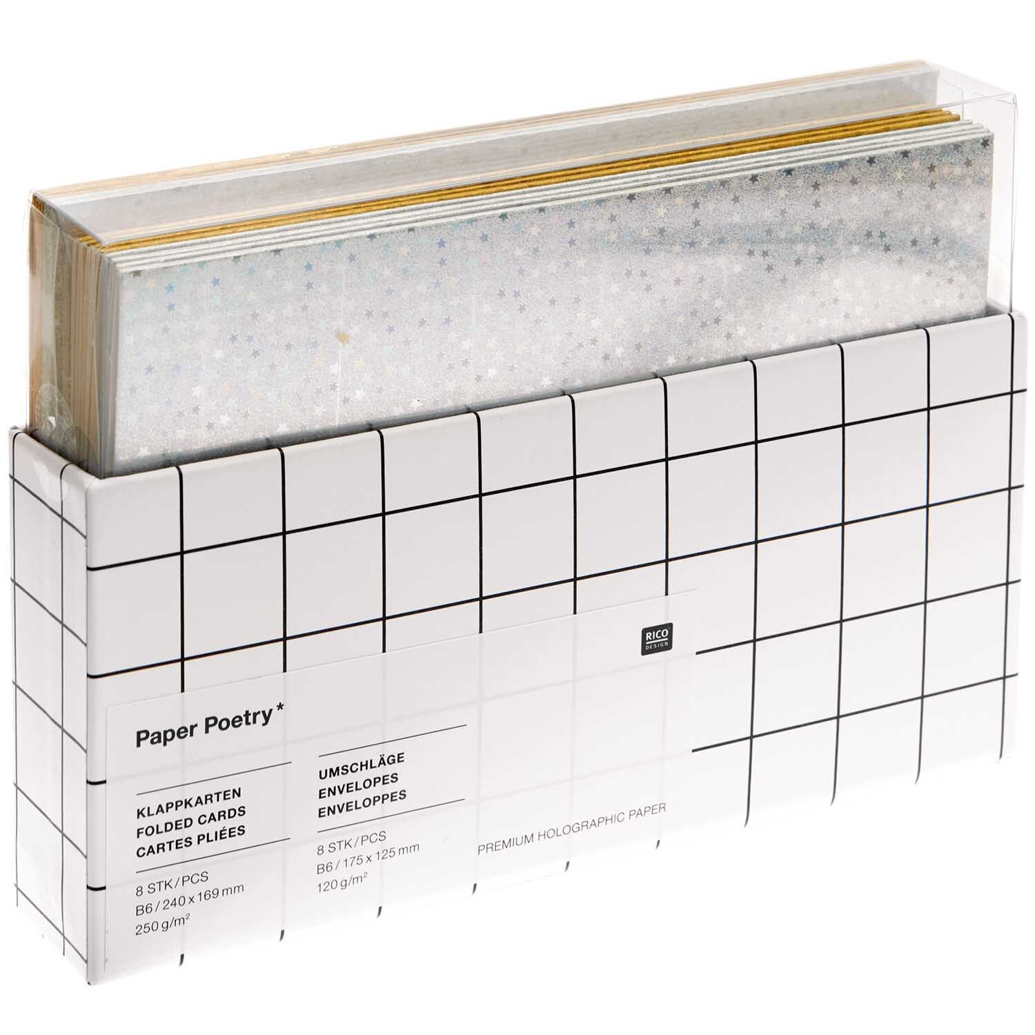 Paper Poetry Kartenset Sterne gold/silber B6 16-teilig von Rico Design
