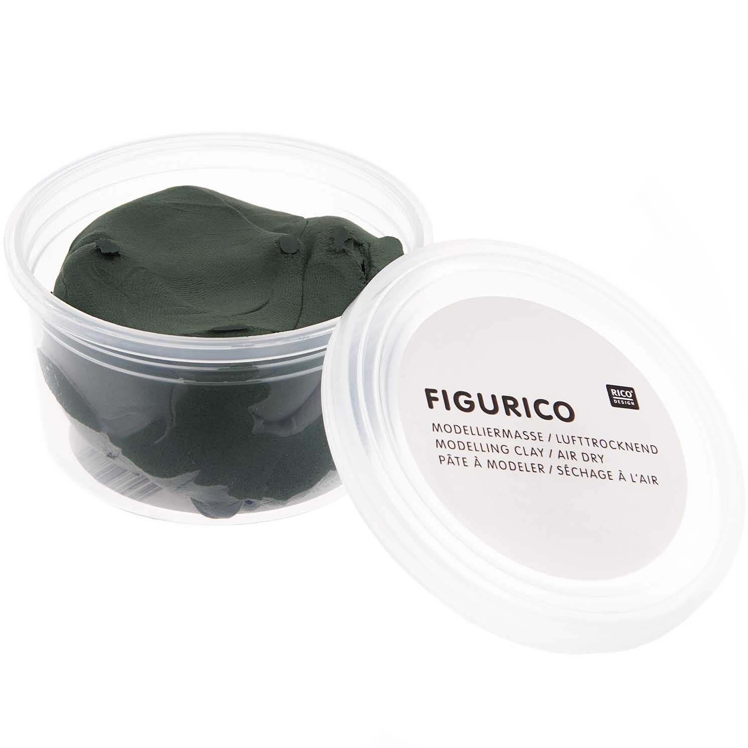 Figurico Modelliermasse 28g Farbe Dunkelgrün von Rico Design Figurico Modelliermasse 28g in einem transparenten Behälter, dunkelgrün, von Rico Design. Ideal für kreative Projekte.