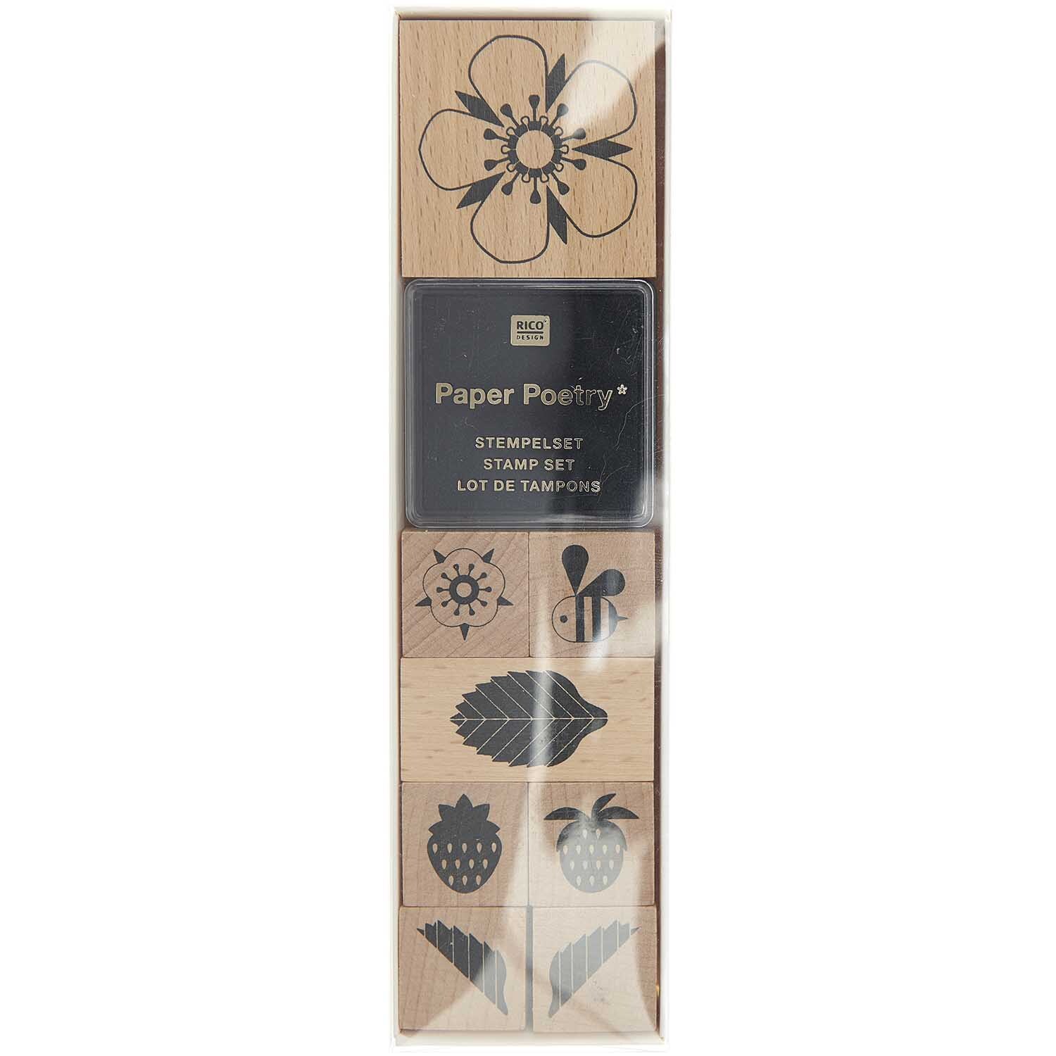 Paper Poetry Stempelset Just Bees + Fruits + Flowers 9-teilig von Rico Design