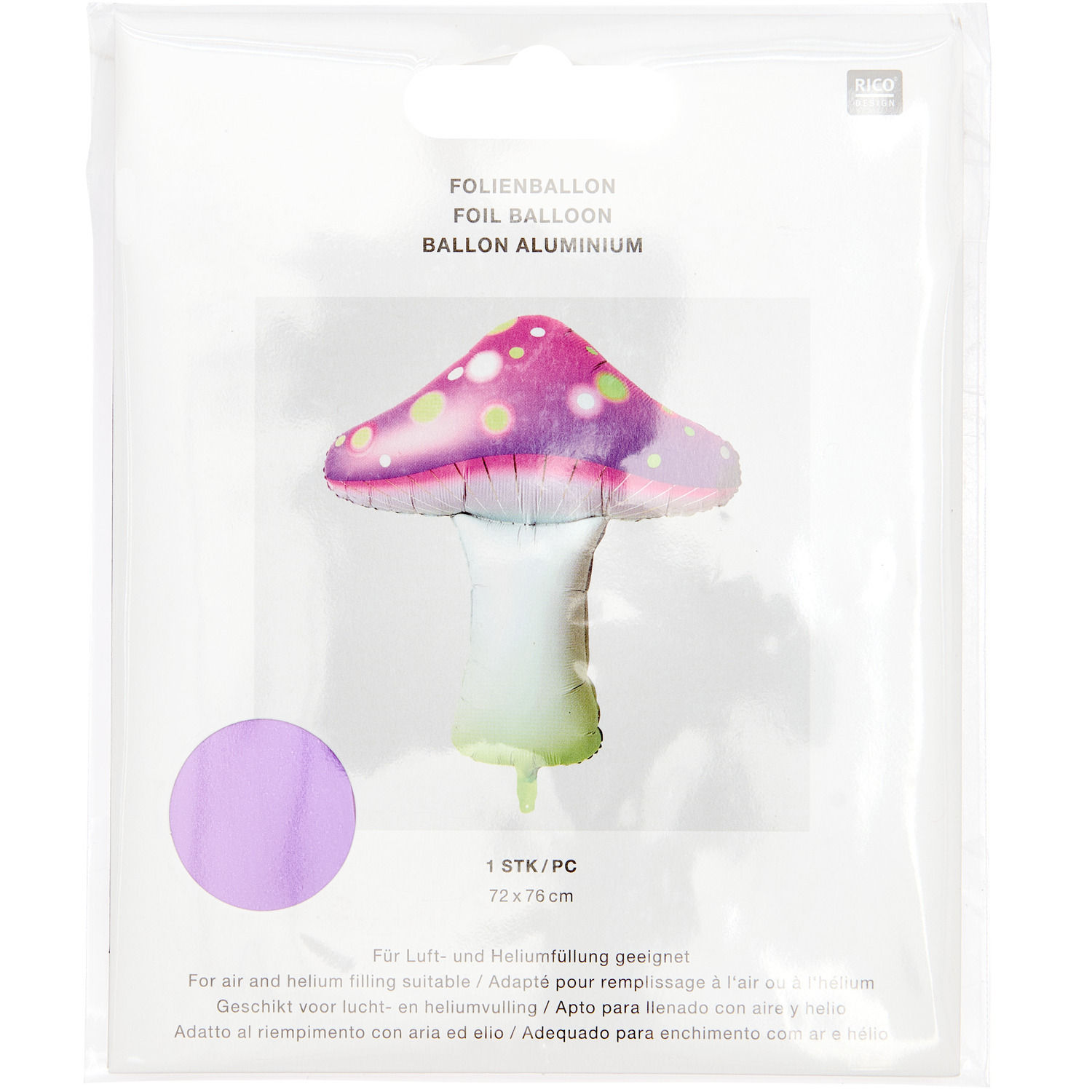 Folienballon Shrooom Lila 72x76x26cm von Rico Design