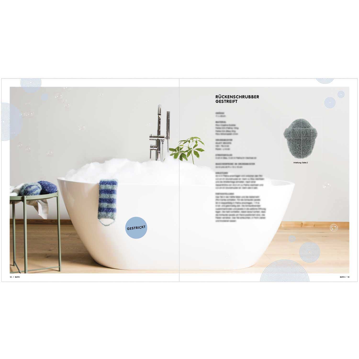 Creative Bubble - Bubble Bath: Freistehende Badewanne mit Schaum, Handtuch und Pflanze, von Rico Design.