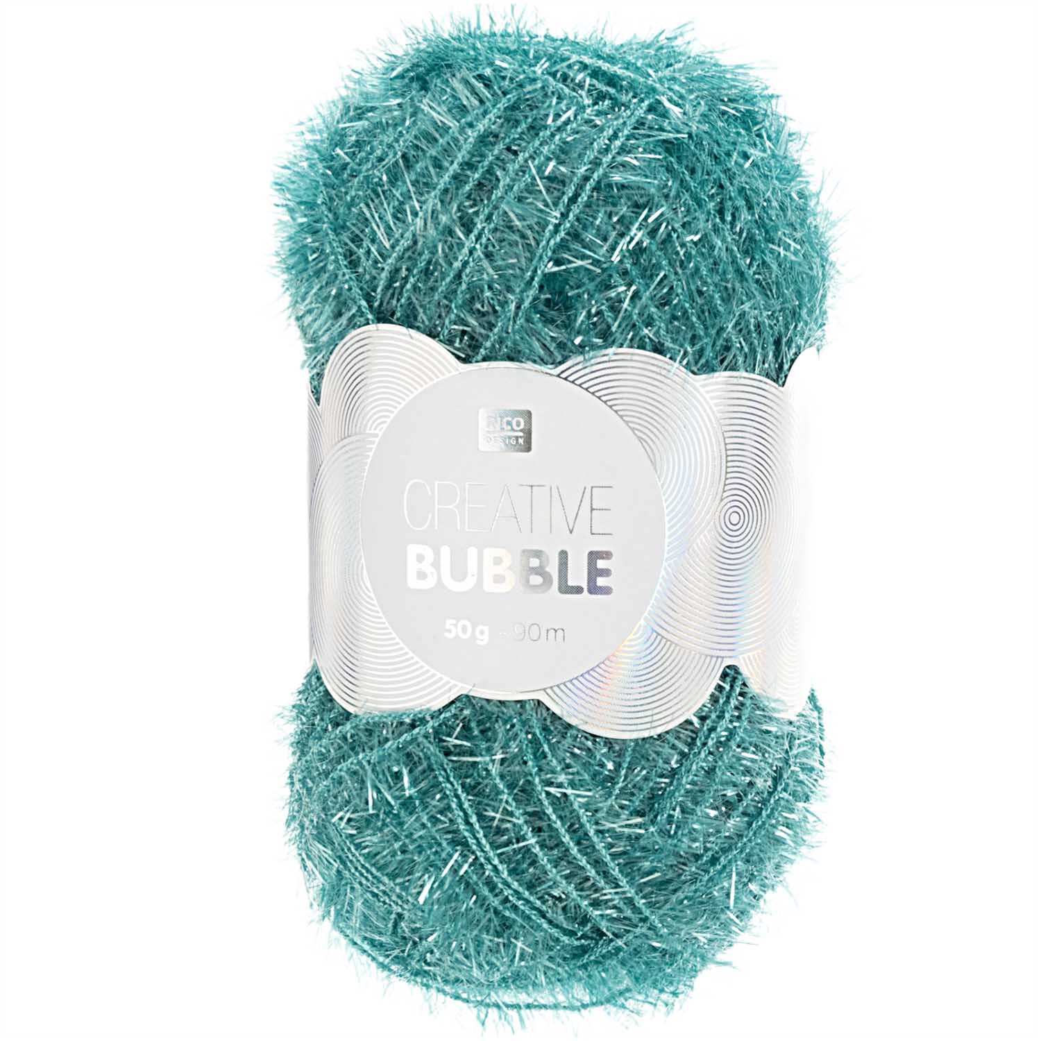 Creative Bubble, türkisfarbene Wolle von Rico Design, 50g 90m, ideal für kreative Projekte.