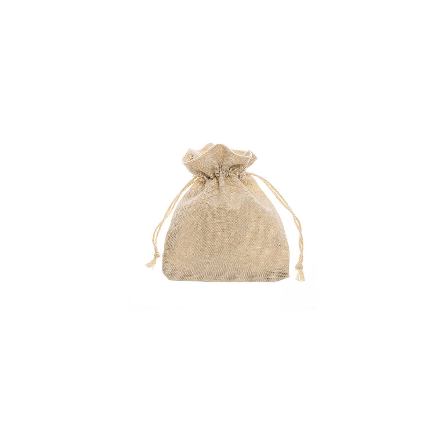 Beutel Juteoptik natur 1 Stück von Rico Design: Ein natürlicher Beutel mit Kordelzug, ideal für Geschenke oder Aufbewahrung.
