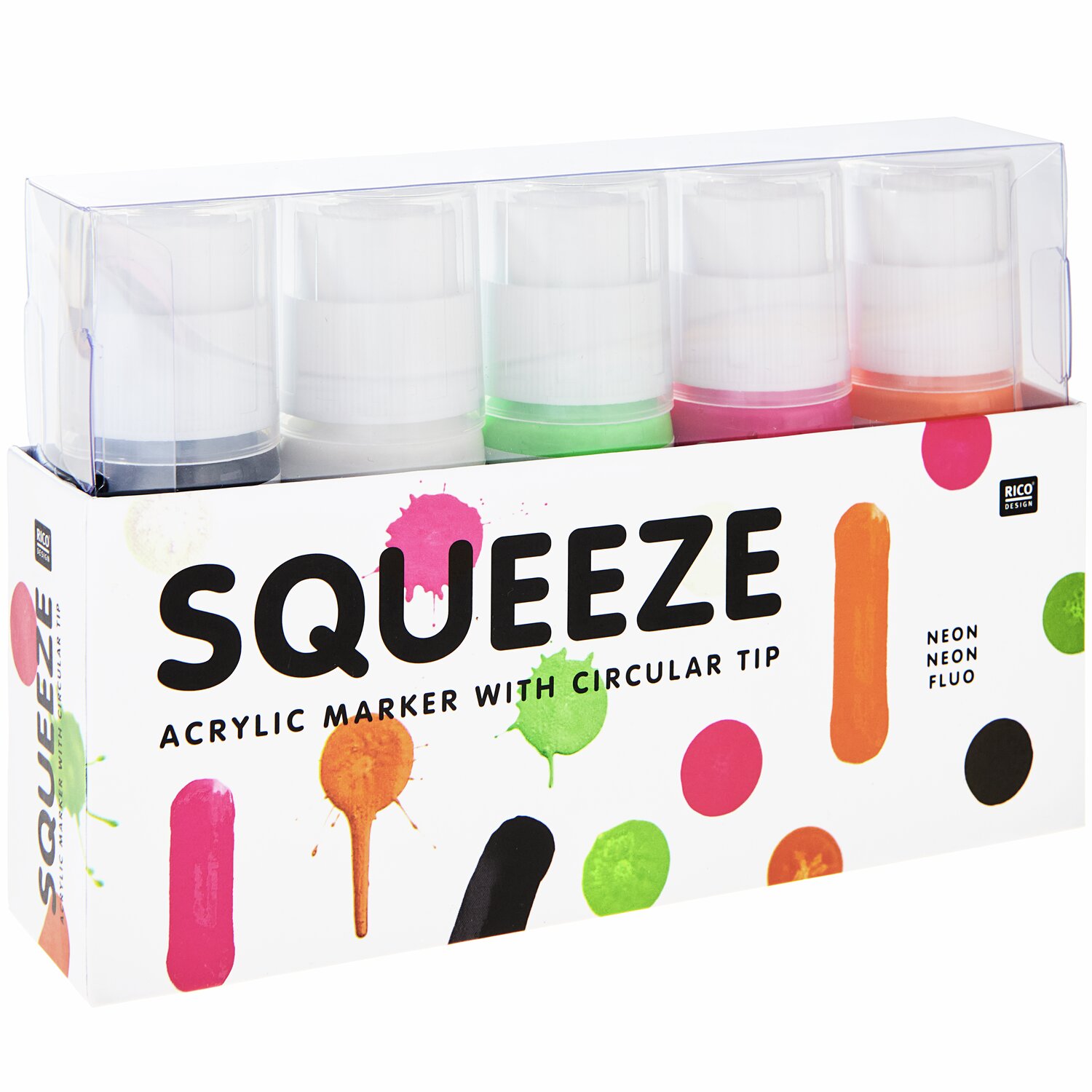 Squeeze Acrylic Marker Set Neon 5x60ml von Rico Design