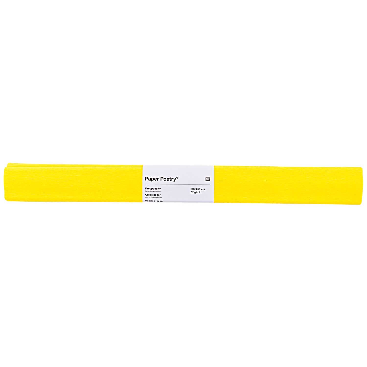 Krepp-Papier 50x250cm Farbe Gelb von Rico Design Krepp-Papier 50x250cm von Rico Design in leuchtendem Gelb, ideal für kreative Bastelprojekte.