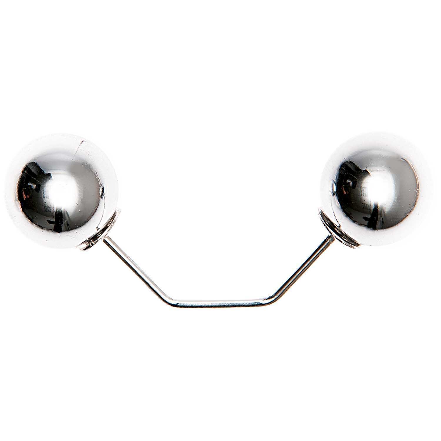 Zwei-Perlen-Pin 65mm 1 Stück Farbe Silber von Rico Design Zwei-Perlen-Pin 65mm von Rico Design in Silber, zeigt zwei glänzende Perlen auf schwarzem Hintergrund.