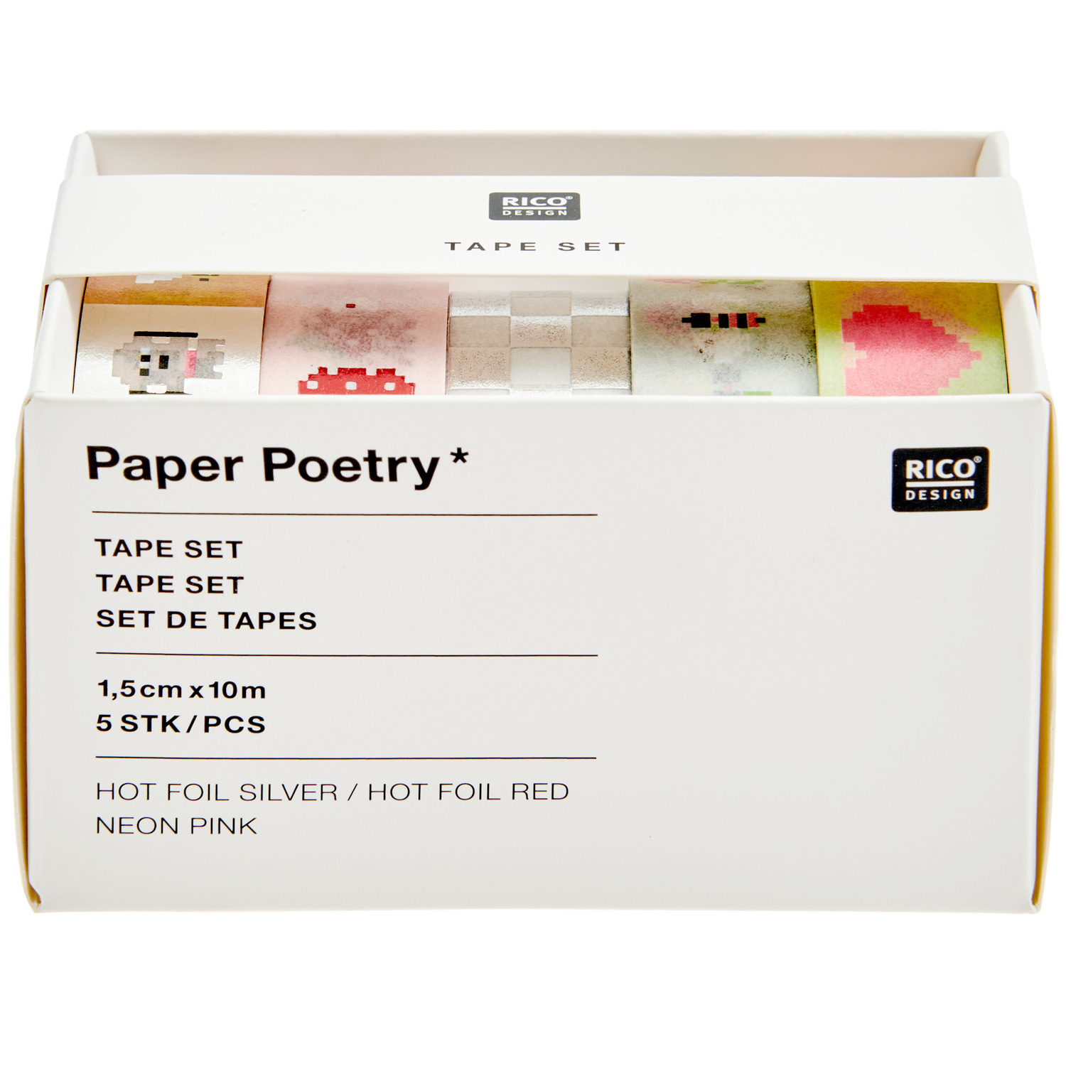 Paper Poetry Tape Set Futschikato Pixel  1,5cmx10m 5 Stück von Rico Design