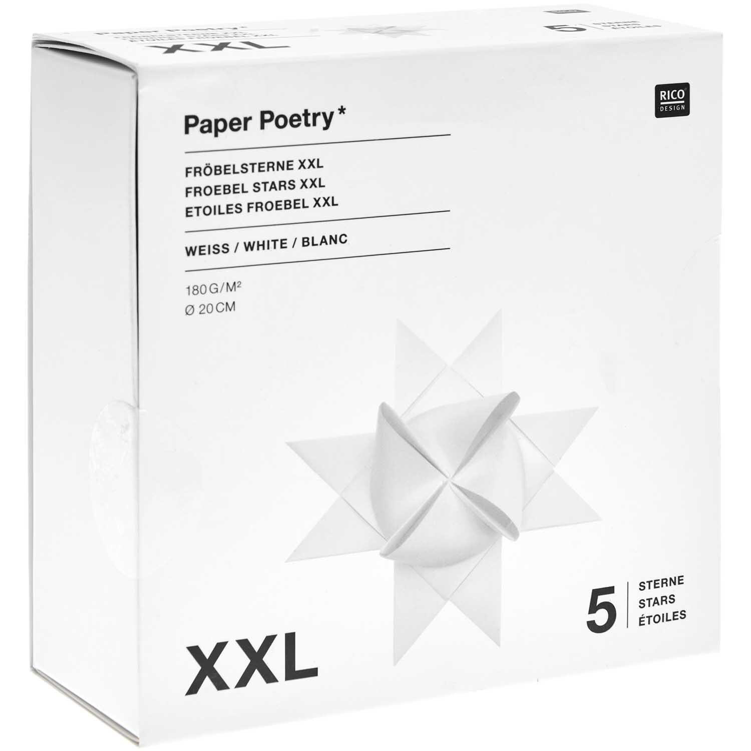 Paper Poetry Fröbelstreifen XXL 180g/m2 20 pièces Color Blanc from Rico Design