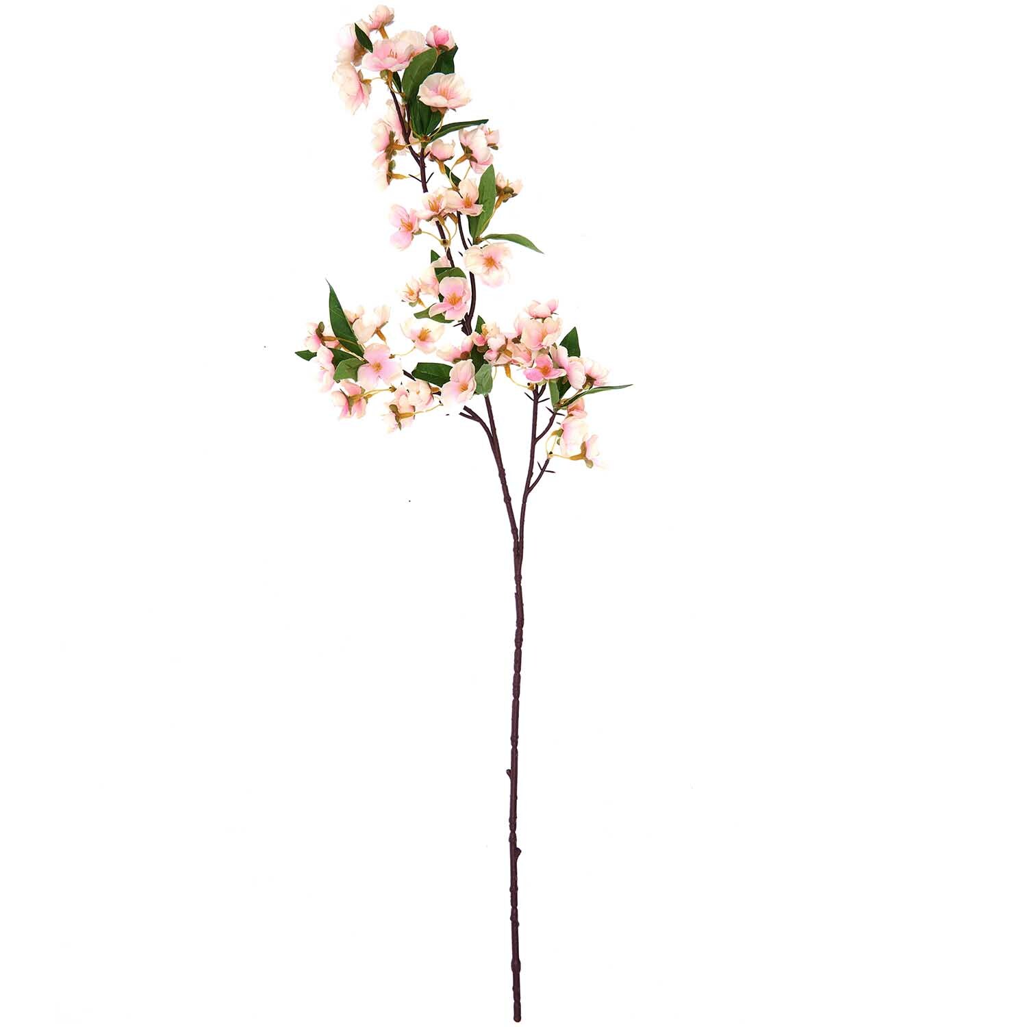 Kirschblütenzweig rosa-weiß 74cm von Rico Design zeigt zarte Blüten in Rosa und Weiß auf einem langen, schlanken Zweig.