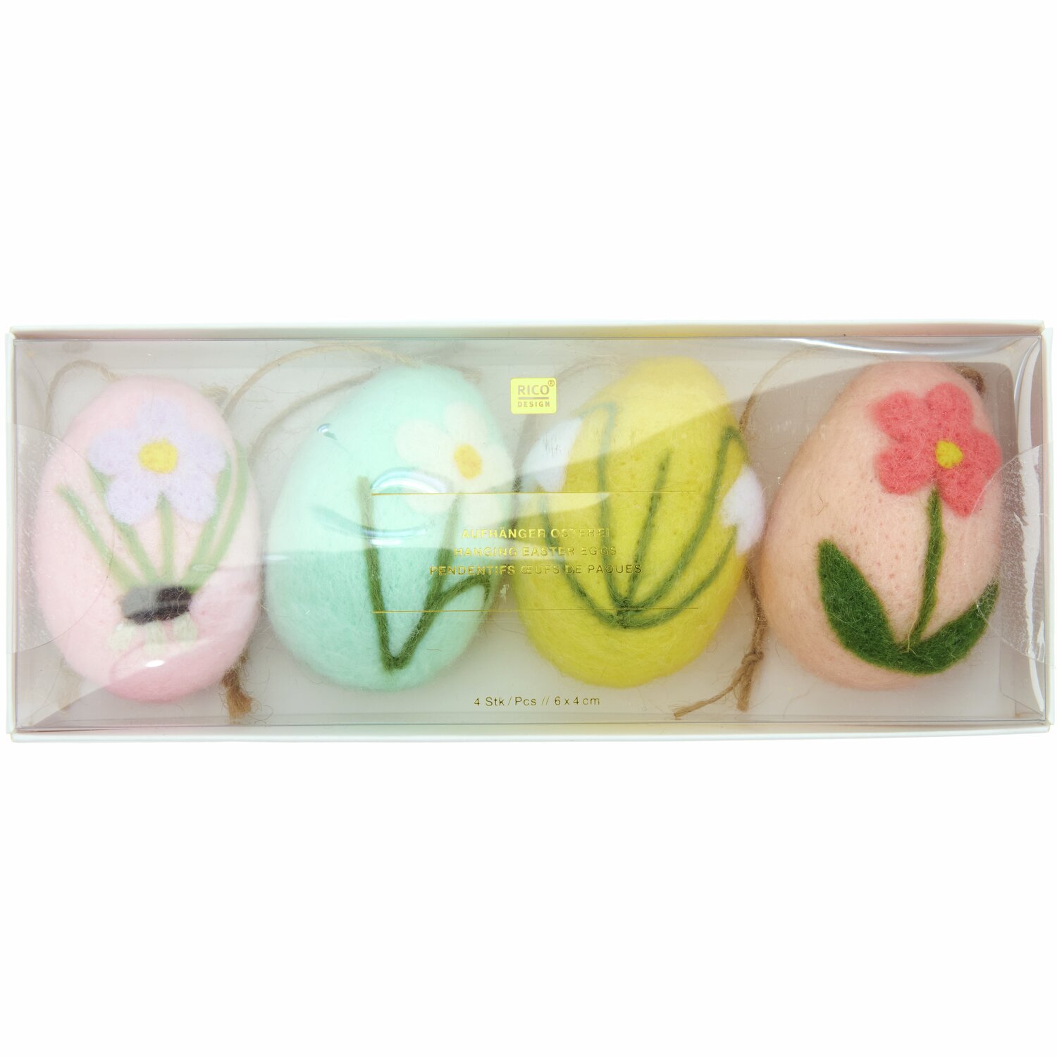 Aufhänger Filz-Eier Blumen Ø4x6cm 4 Stück von Rico Design