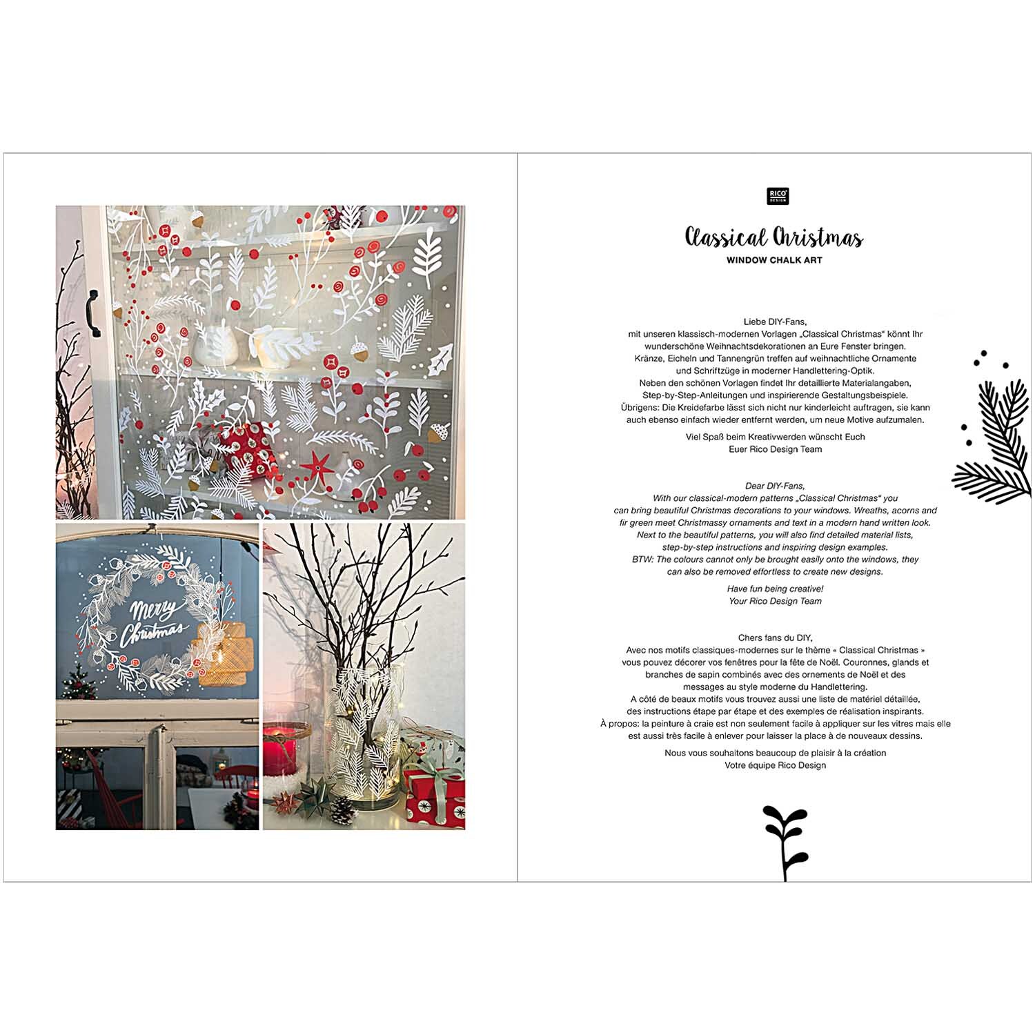 Vorlagenmappe Classical Christmas Fenster- und Glasmalerei mit Kreidestiften von Rico Design Vorlagenmappe Classical Christmas: Fenster- und Glasmalerei mit Kreidestiften zeigt festliche Designs auf Glas mit winterlichen Motiven und Anleitungen.