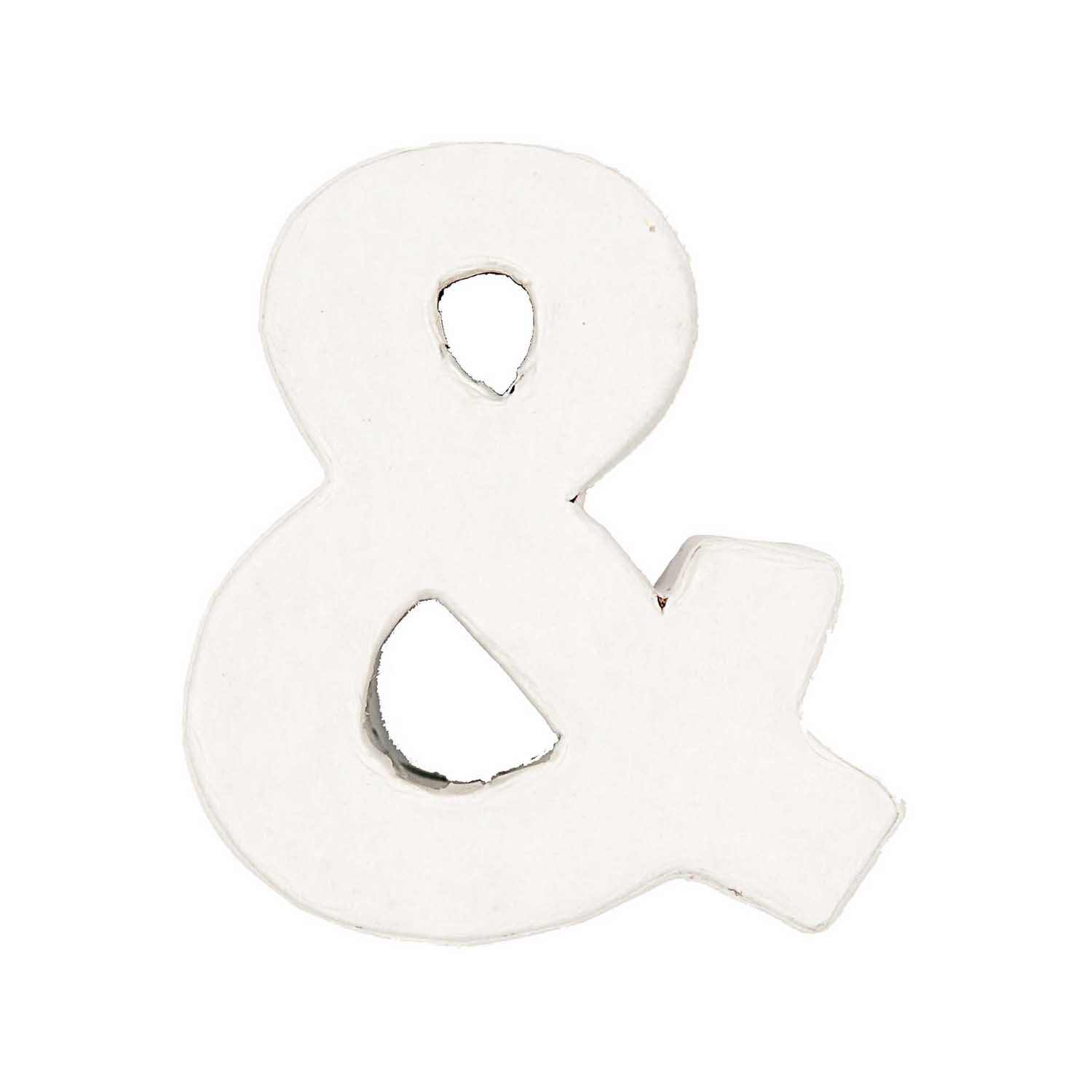 3D Papp-Buchstaben weiß stehend & von Rico Design. Weißer, stehender Buchstabe "&" aus Pappe. Ideal für Dekorationen und kreative Projekte.