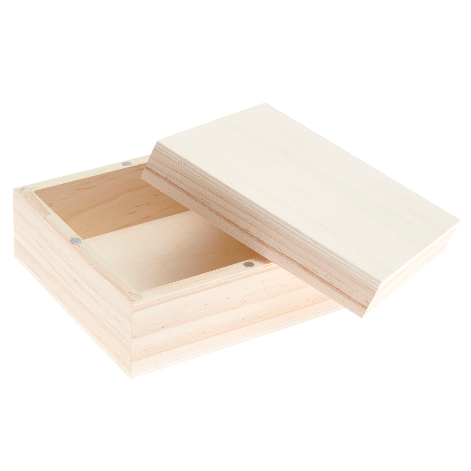 Holzbox quadratisch mit Magnetverschluss, naturbelassen, von Rico Design. Ideal zur Aufbewahrung kleiner Gegenstände.