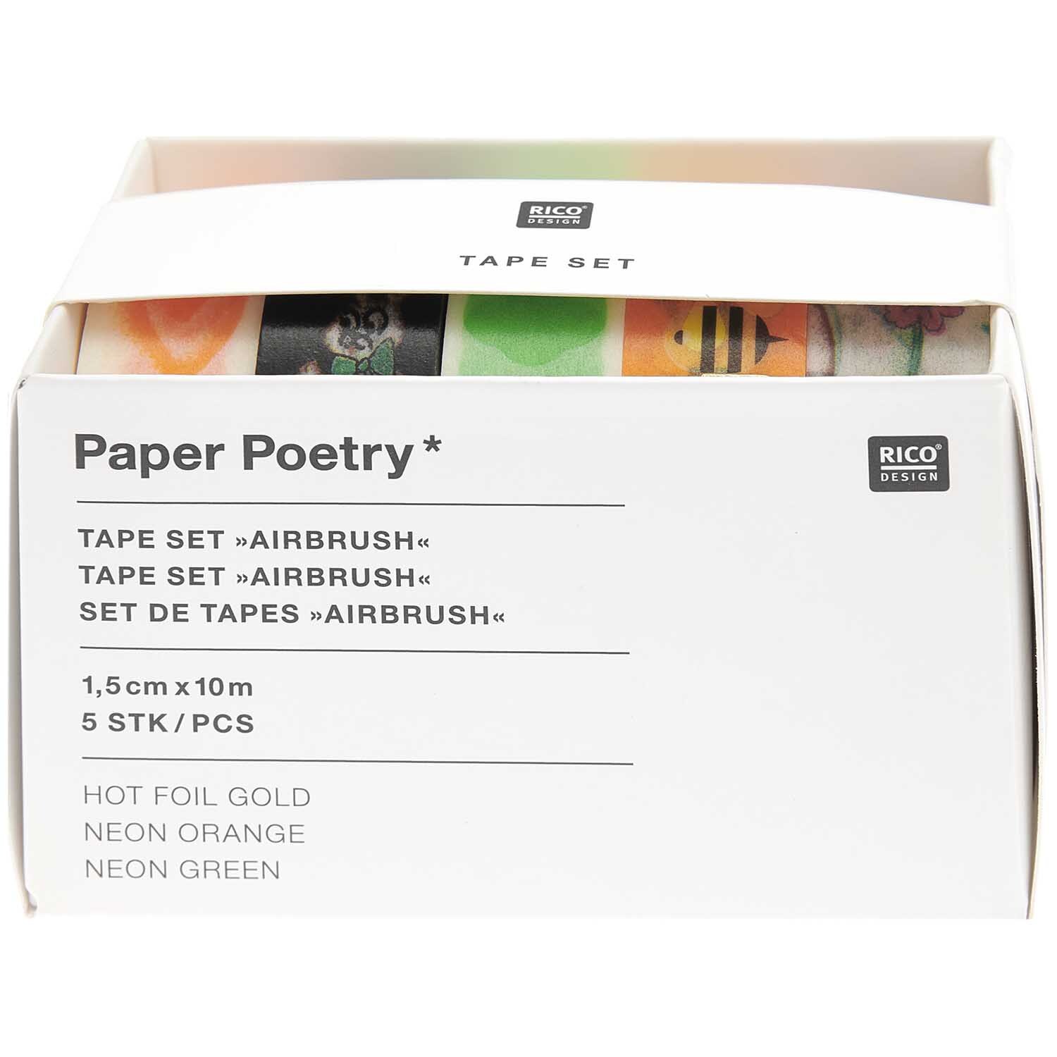 Paper Poetry Tape Set Airbrush 15mm 10m 5-teilig von Rico Design
