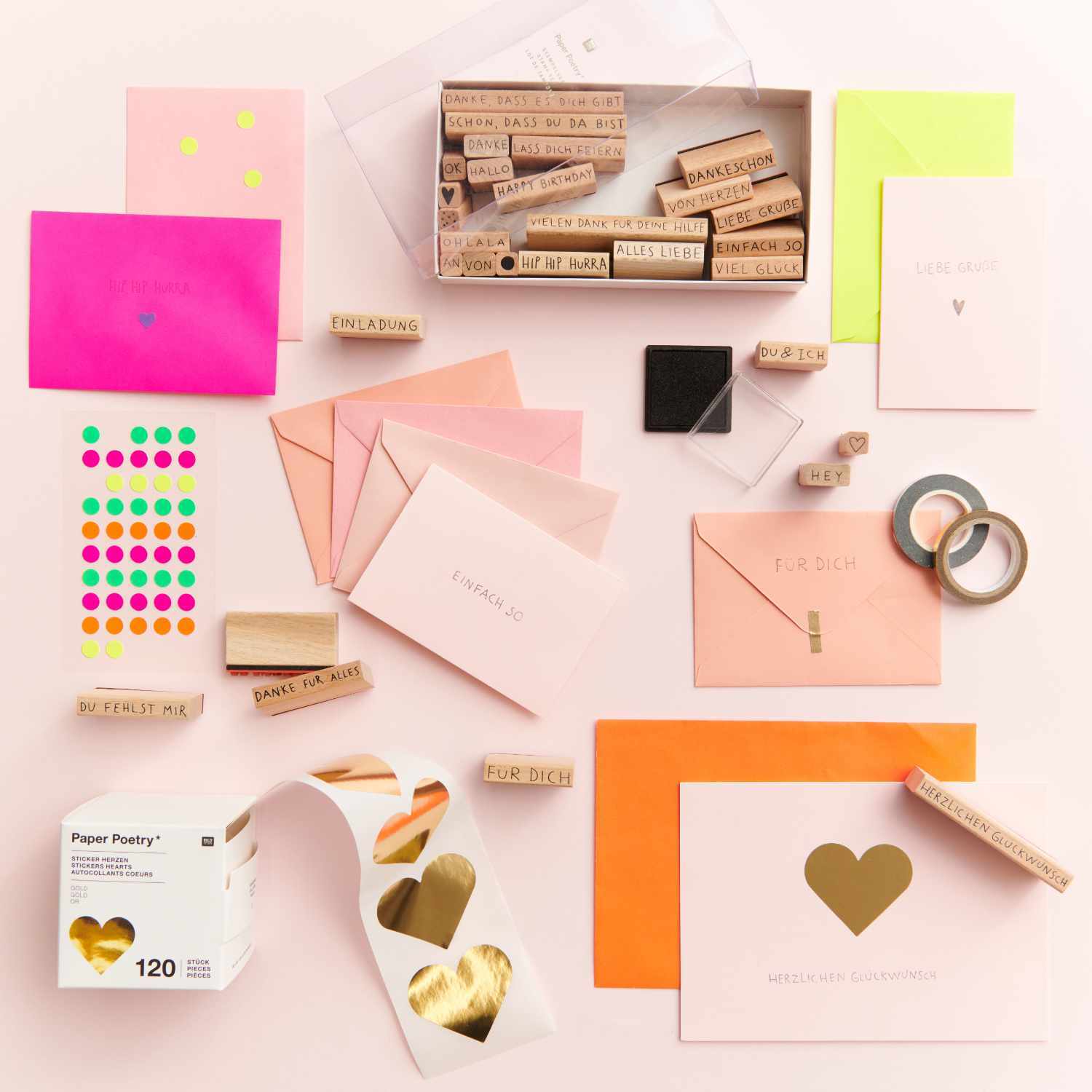 Paper Poetry Stempelset Texte Deutsch XL 31-teilig von Rico Design