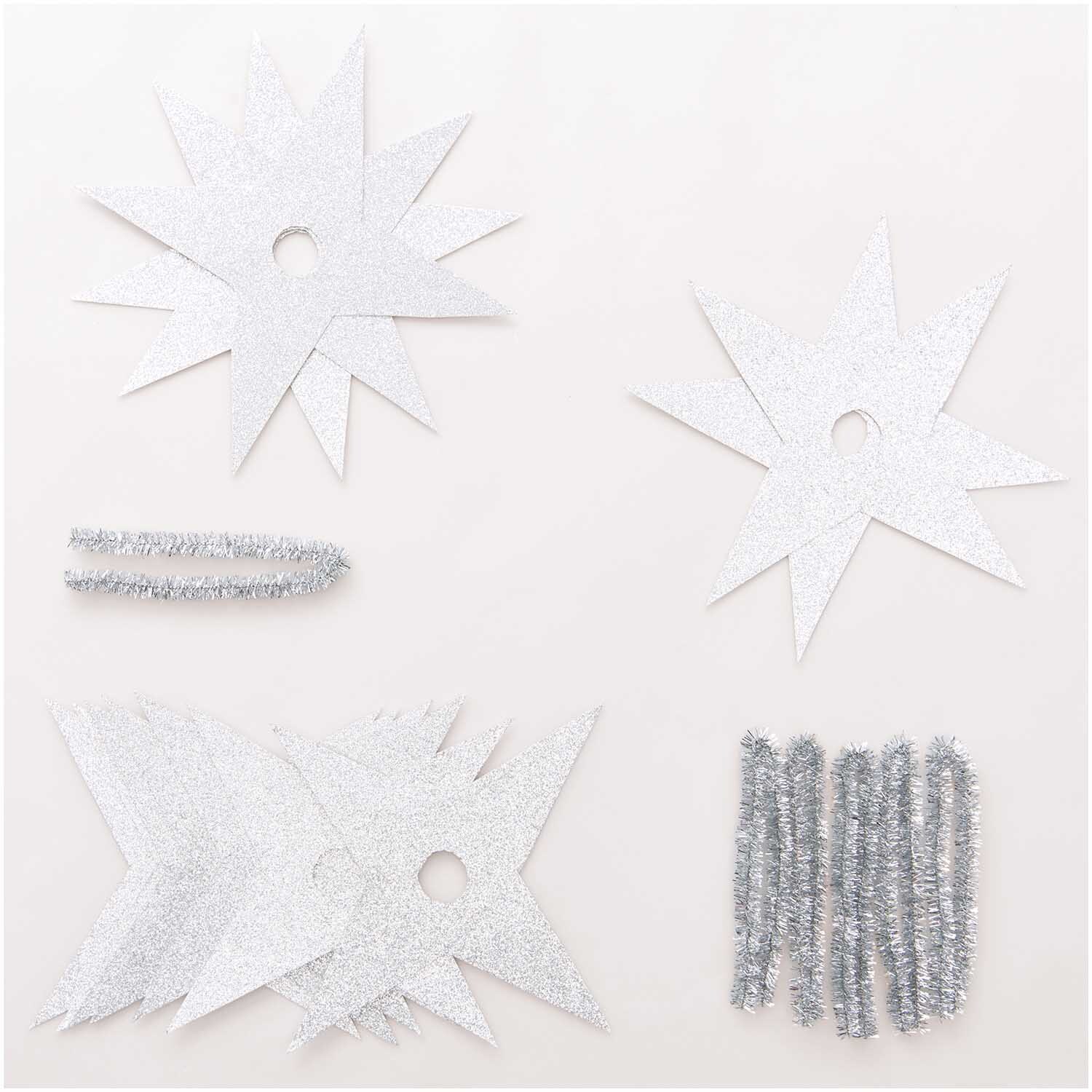 Paper Poetry Christbaumkugel-Topper Stern silber 6 Stück von Rico Design