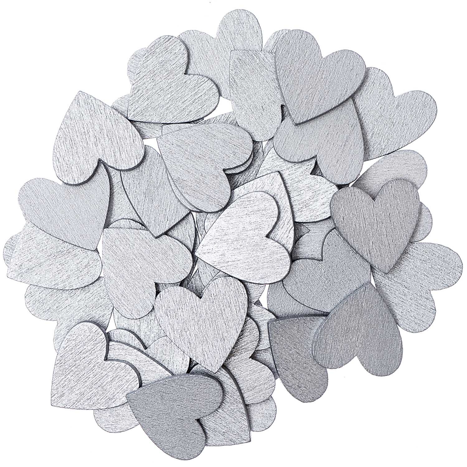 Holzstreu Herz 48 Stück Farbe Silber von Rico Design Holzstreu Herz 48 Stück von Rico Design in Silber, dekorative Herzen aus Holz für kreative Projekte.